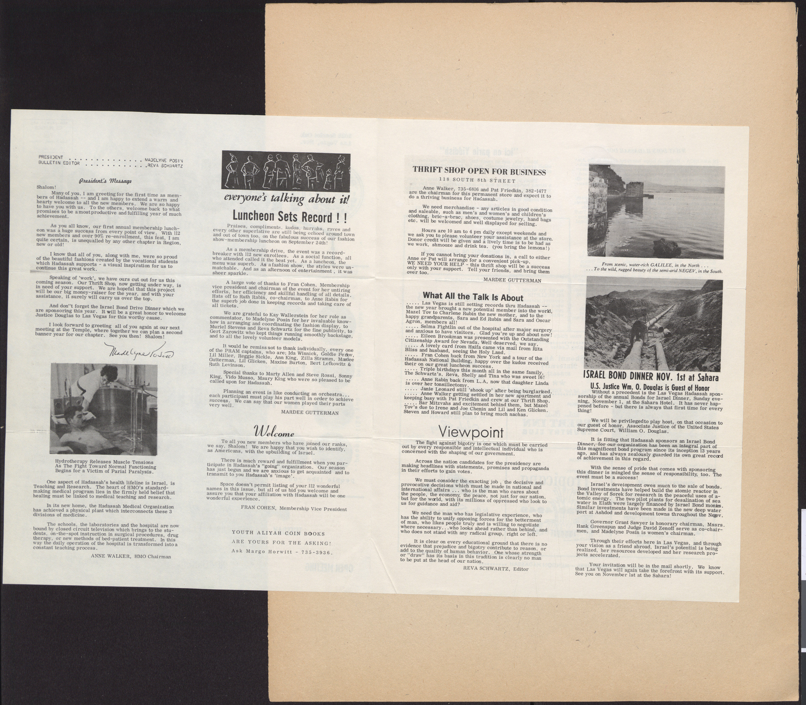 Hadassah Las Vegas Chapter newsletter, October 1964, page 2-3