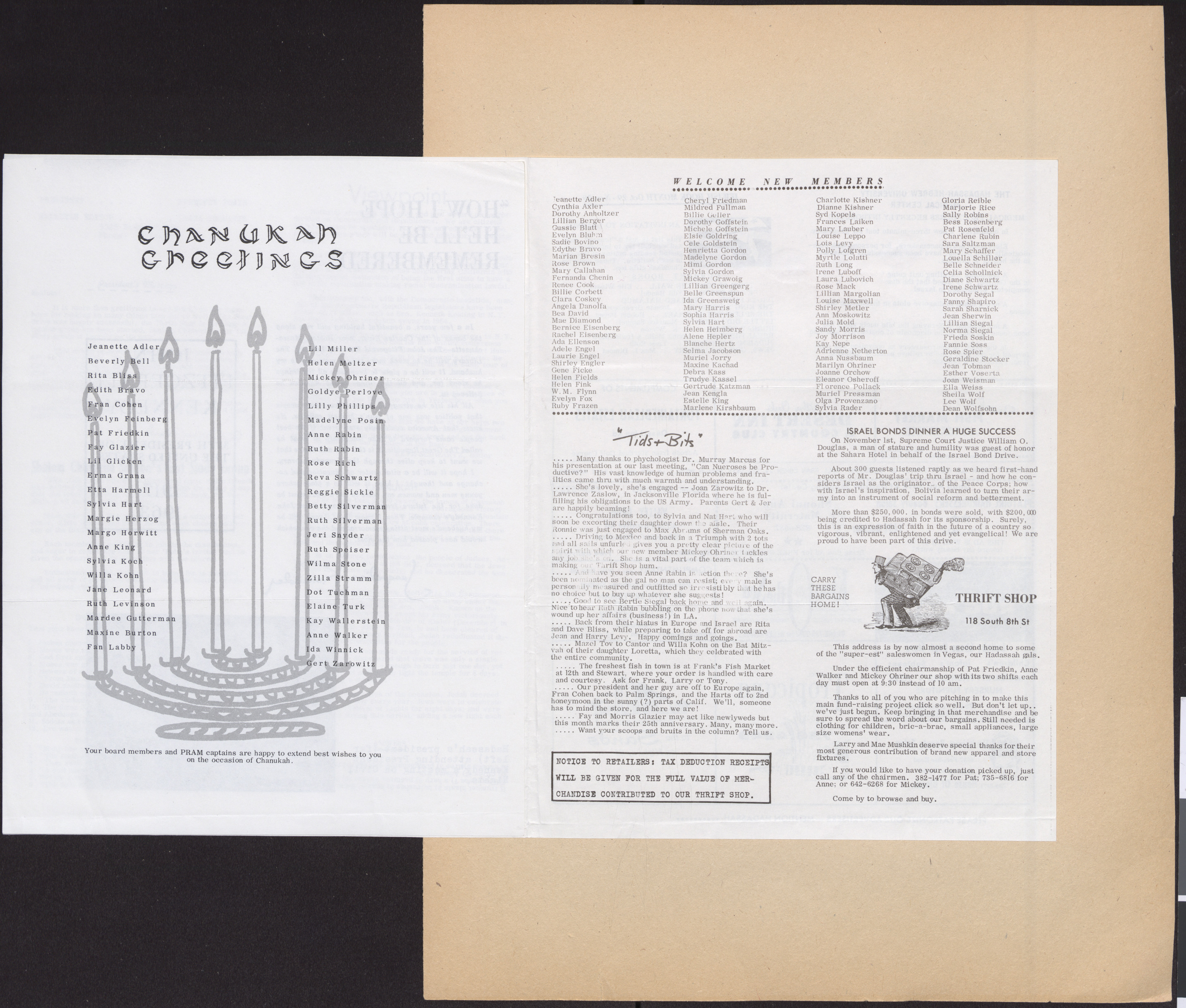 Hadassah Las Vegas Chapter newsletter, November 1964, page 4-5