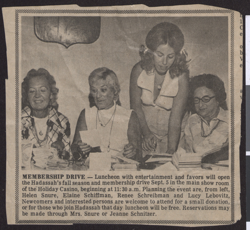 Newspaper clipping, Membership drive, publication and date unknown