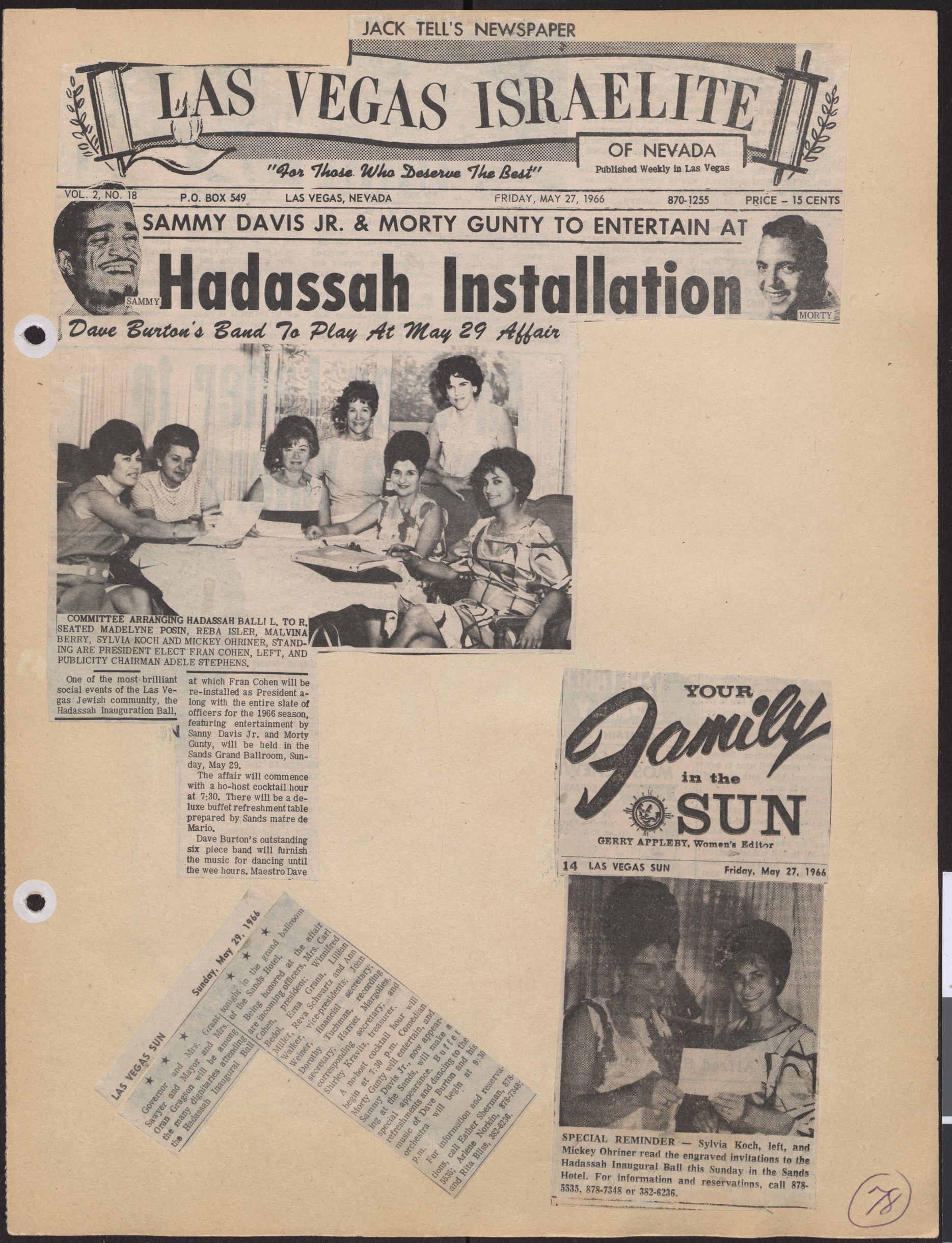 Newspaper clippings about Hadassah inauguration event, May 1966