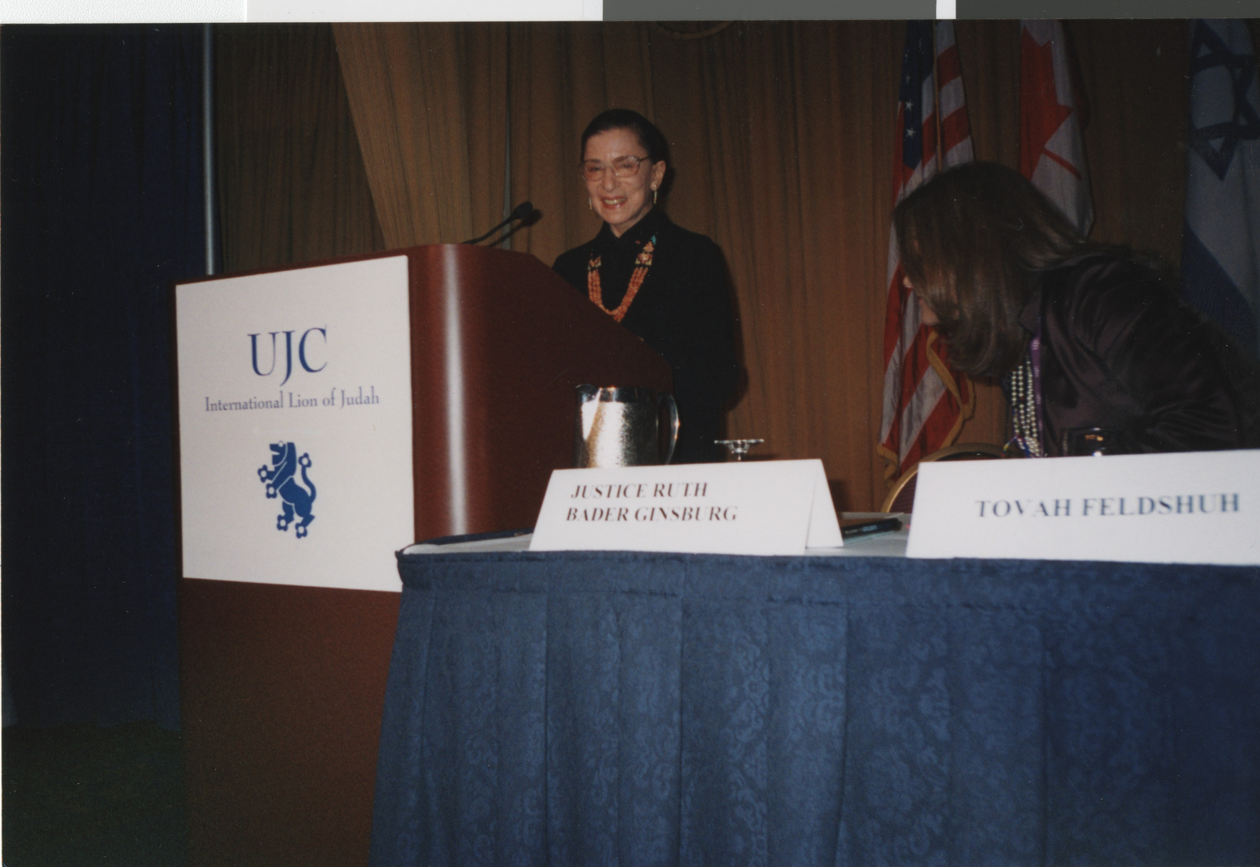 Photograph of Justice Ruth Bader Ginsberg at podium