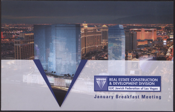 Invitation to January Breakfast Meeting of the Real Estate Construction and Development Division for the United Jewish Community, Jewish Federation of Las Vegas, January 24, 2007, front