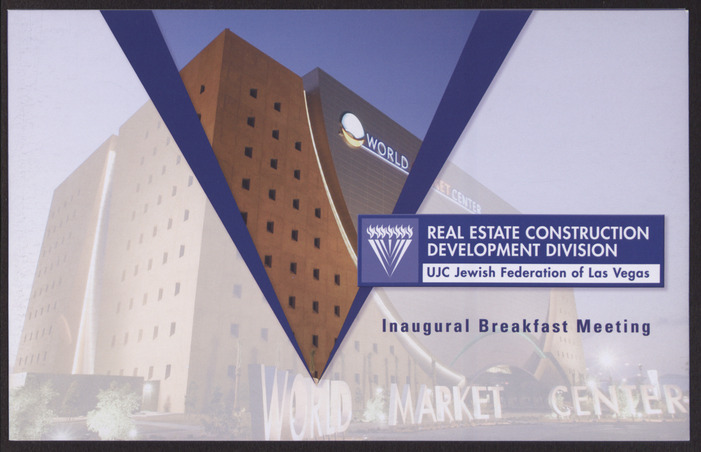 Invitation to Inaugural Breakfast Meeting of the Real Estate Construction Development Division for the United Jewish Community, Jewish Federatin of Las Vegas, November 29, 2006, front