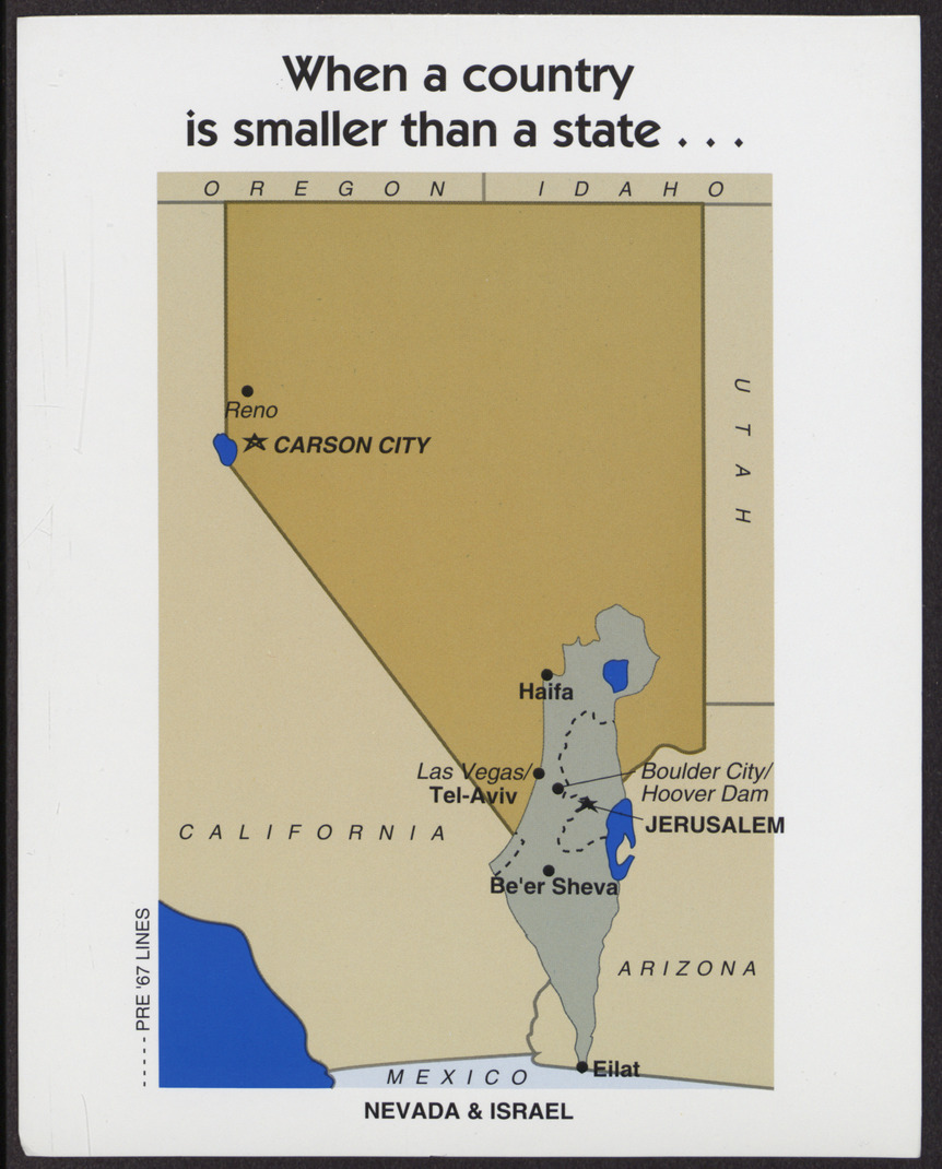 Jewish Federation of Las Vegas map of Nevada with Israel, no date