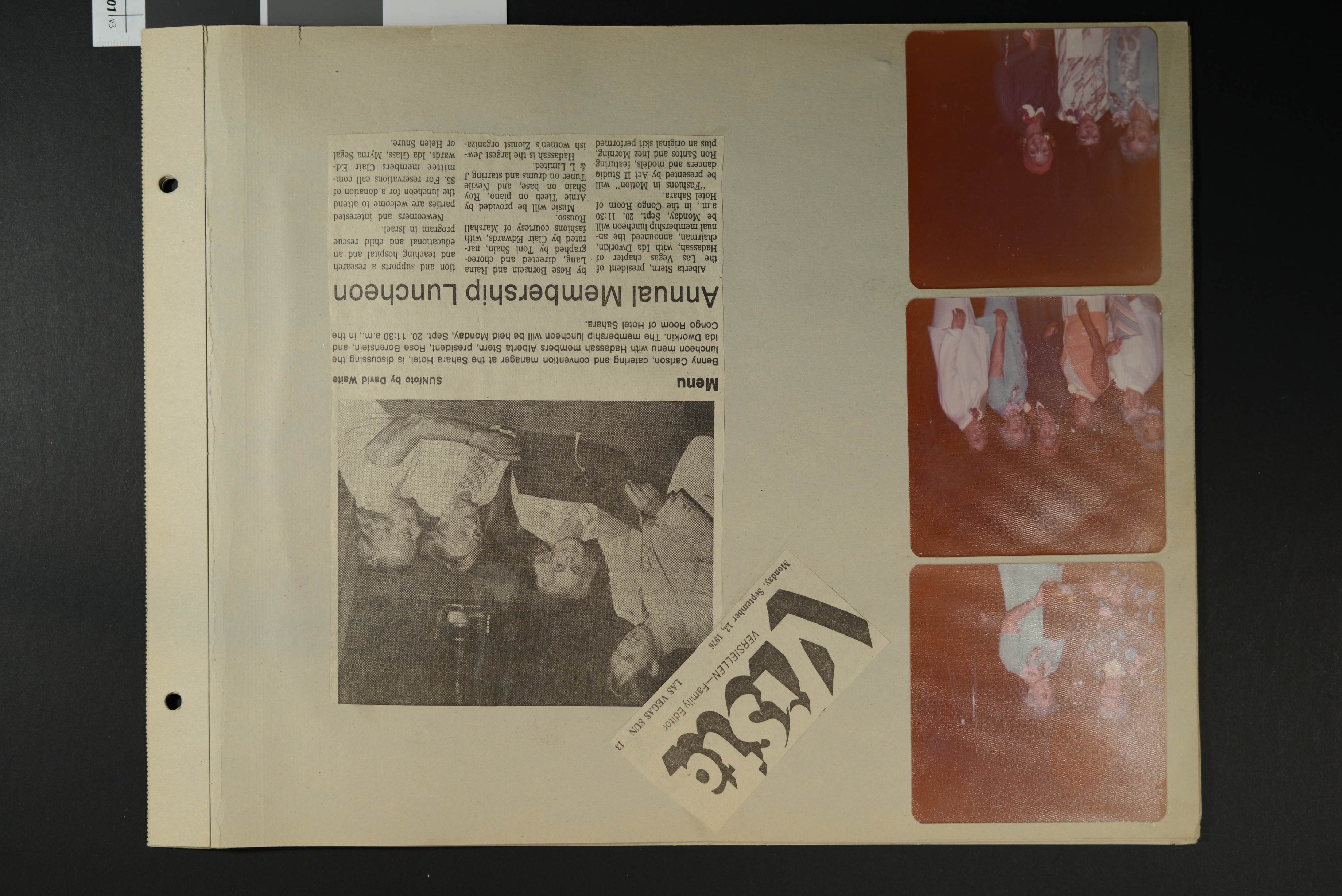 Photographs and clipping from Hadassah annual membership luncheon, September 1976