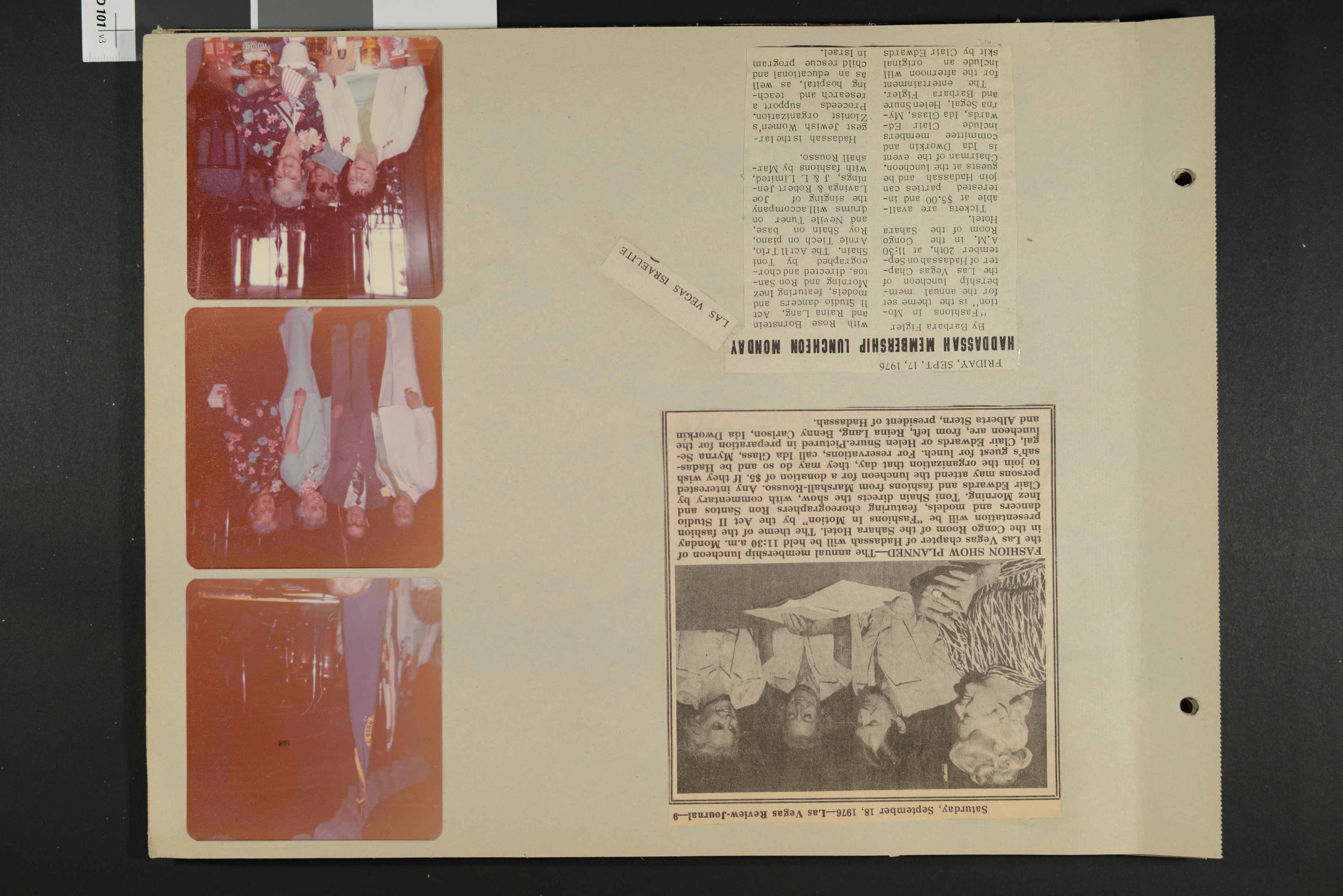 Photographs and clipping from Hadassah annual membership luncheon, September 1976