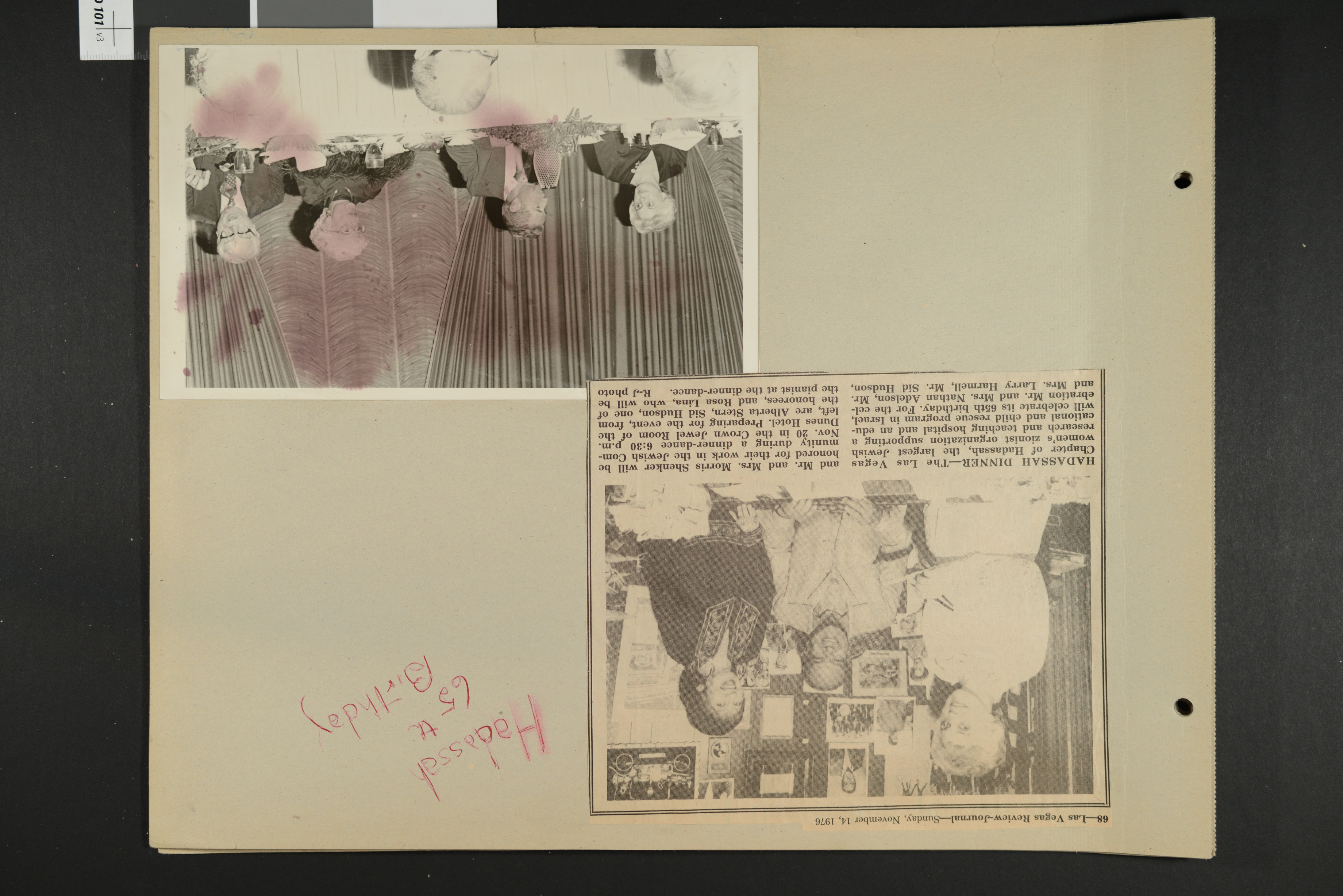Clipping and photograph for Hadassah's 65th birthday