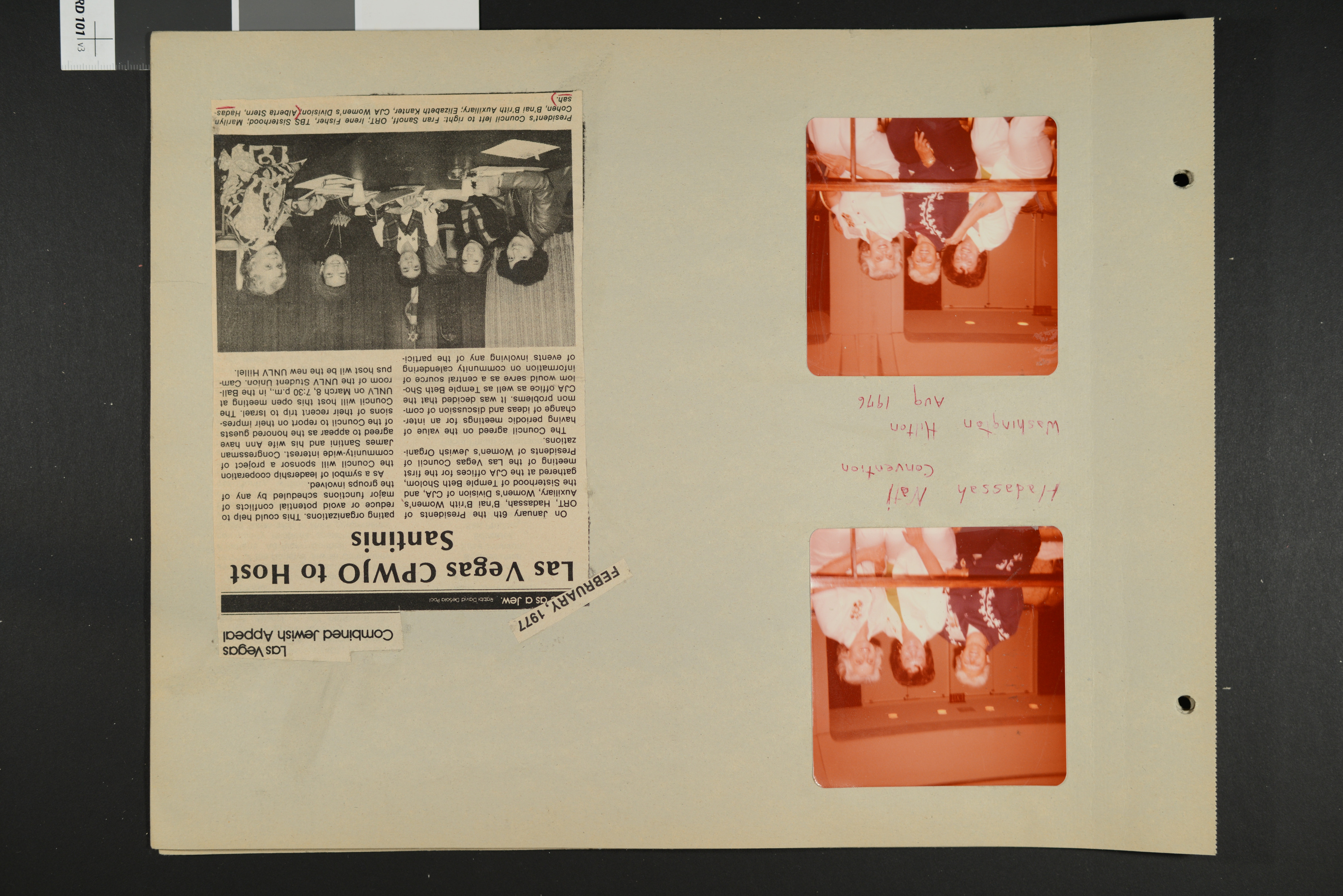 Photographs of Hadassah national convention at Washington Hilton, August 1976, and clipping, 1977