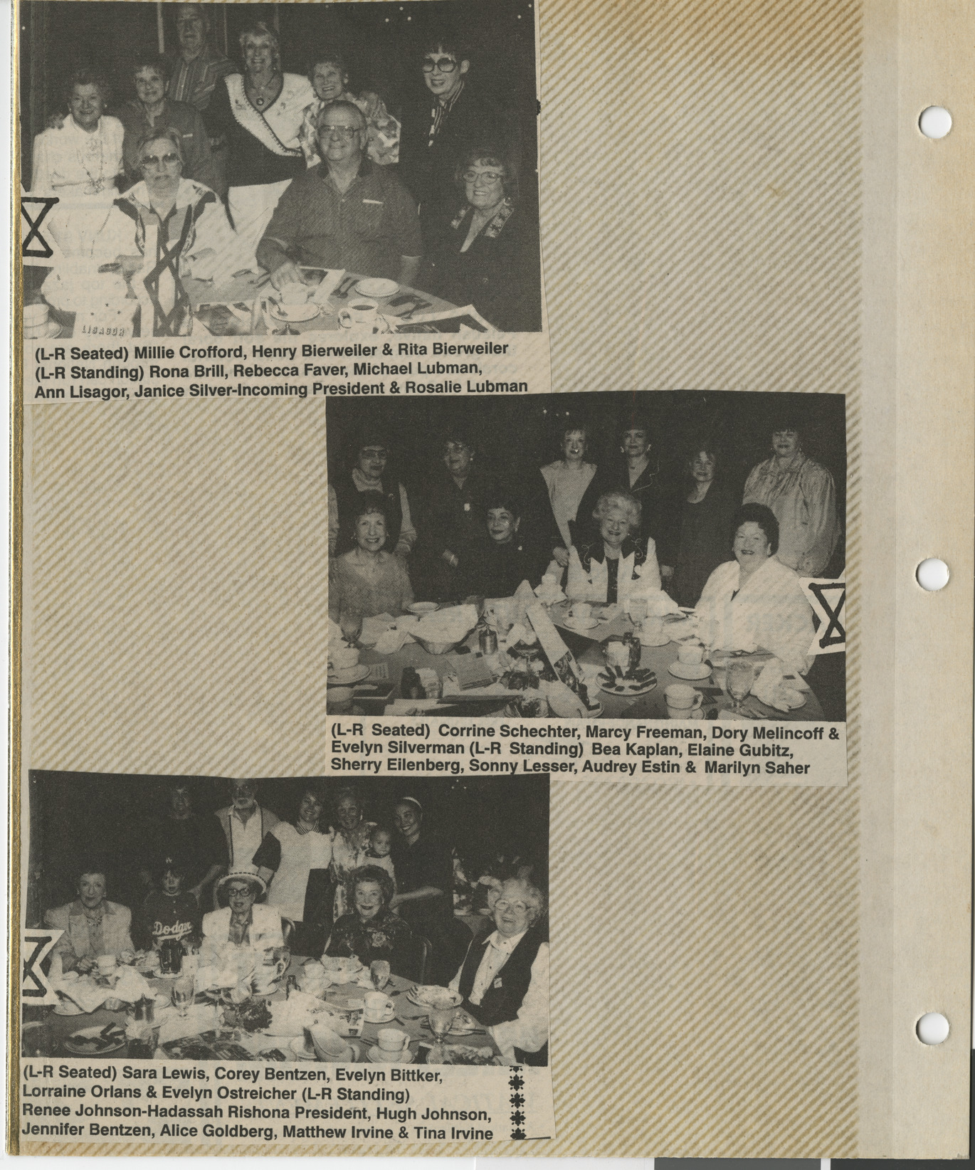 Newspaper clippings, Hadassah life membership luncheon at the Gold Coast, publication unknown, 1998