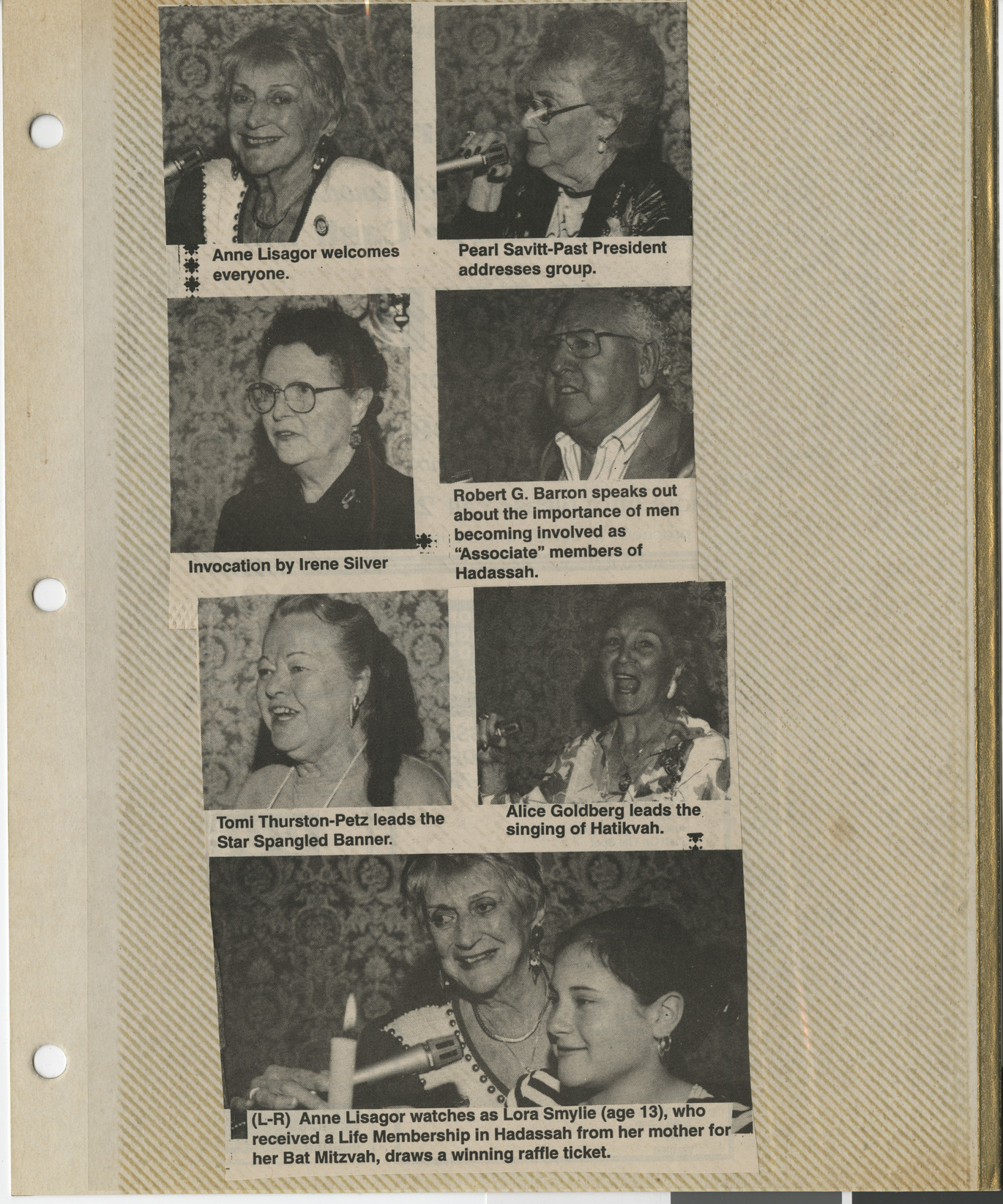 Newspaper clippings, Hadassah life membership luncheon at the Gold Coast, publication unknown, 1998