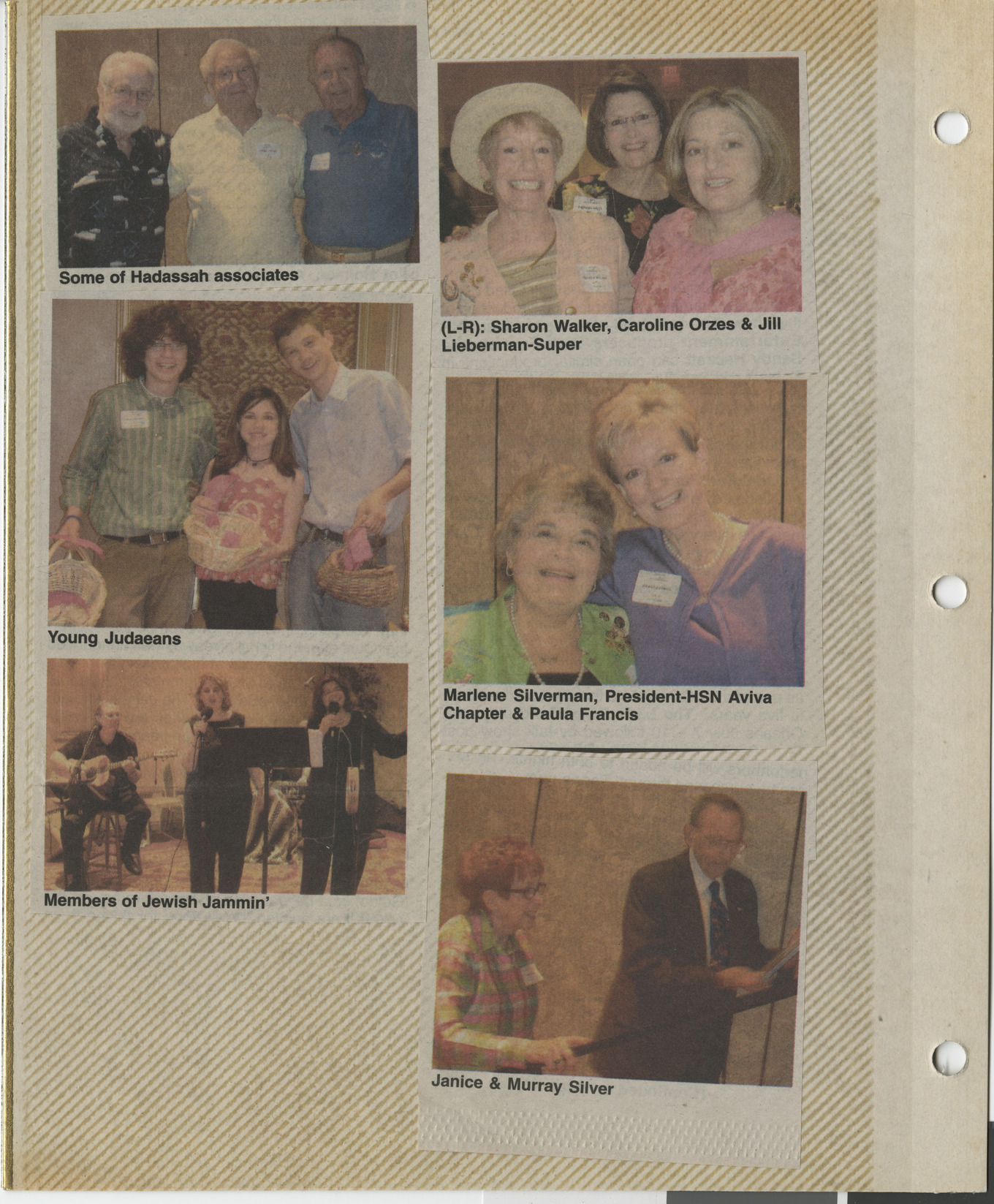 Newspaper clippings from Hadassah event, publication and date unknown