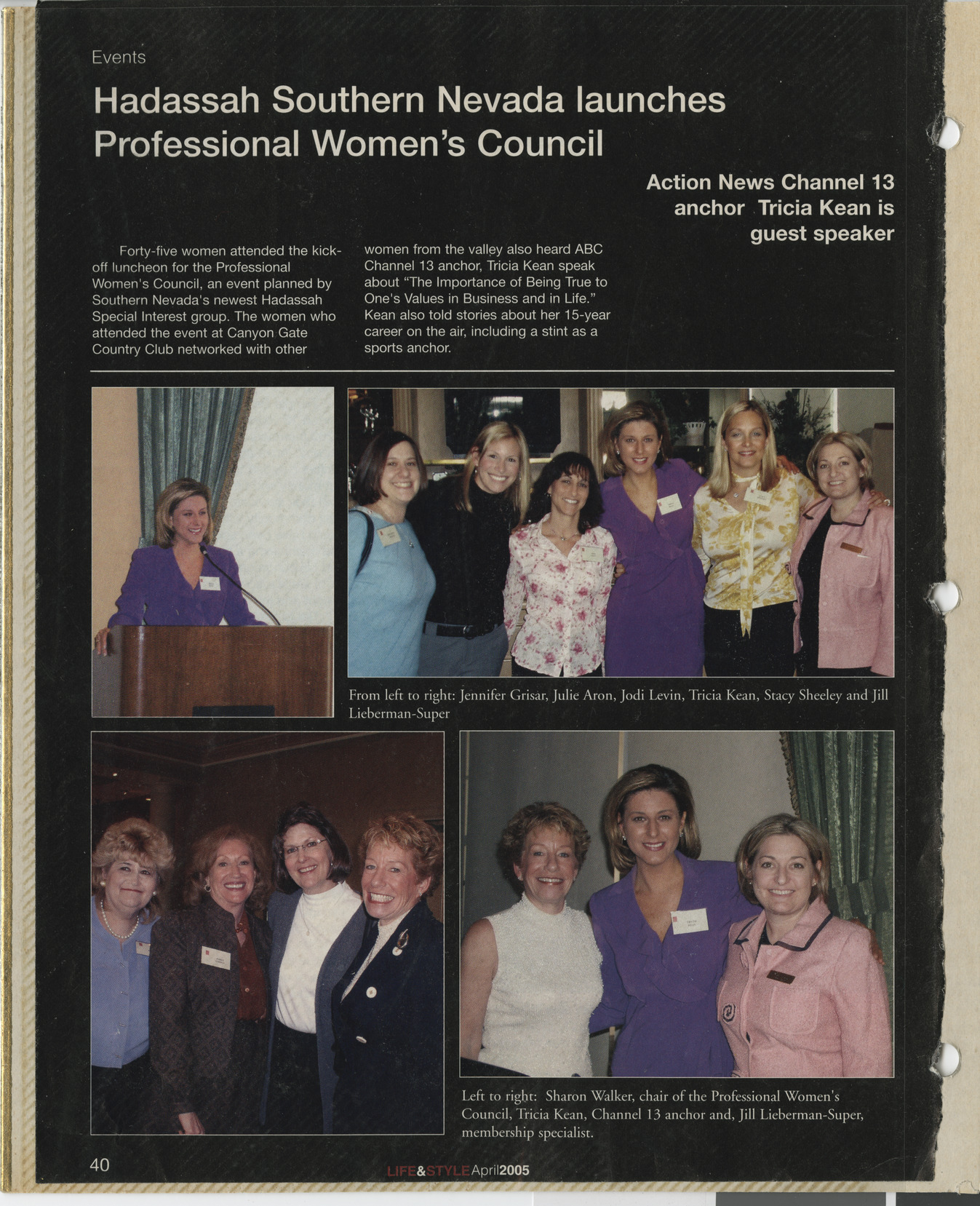 Clipping, Hadassah Southern Nevada launches Professional Women's Council, Life and Style magazine, April 2005