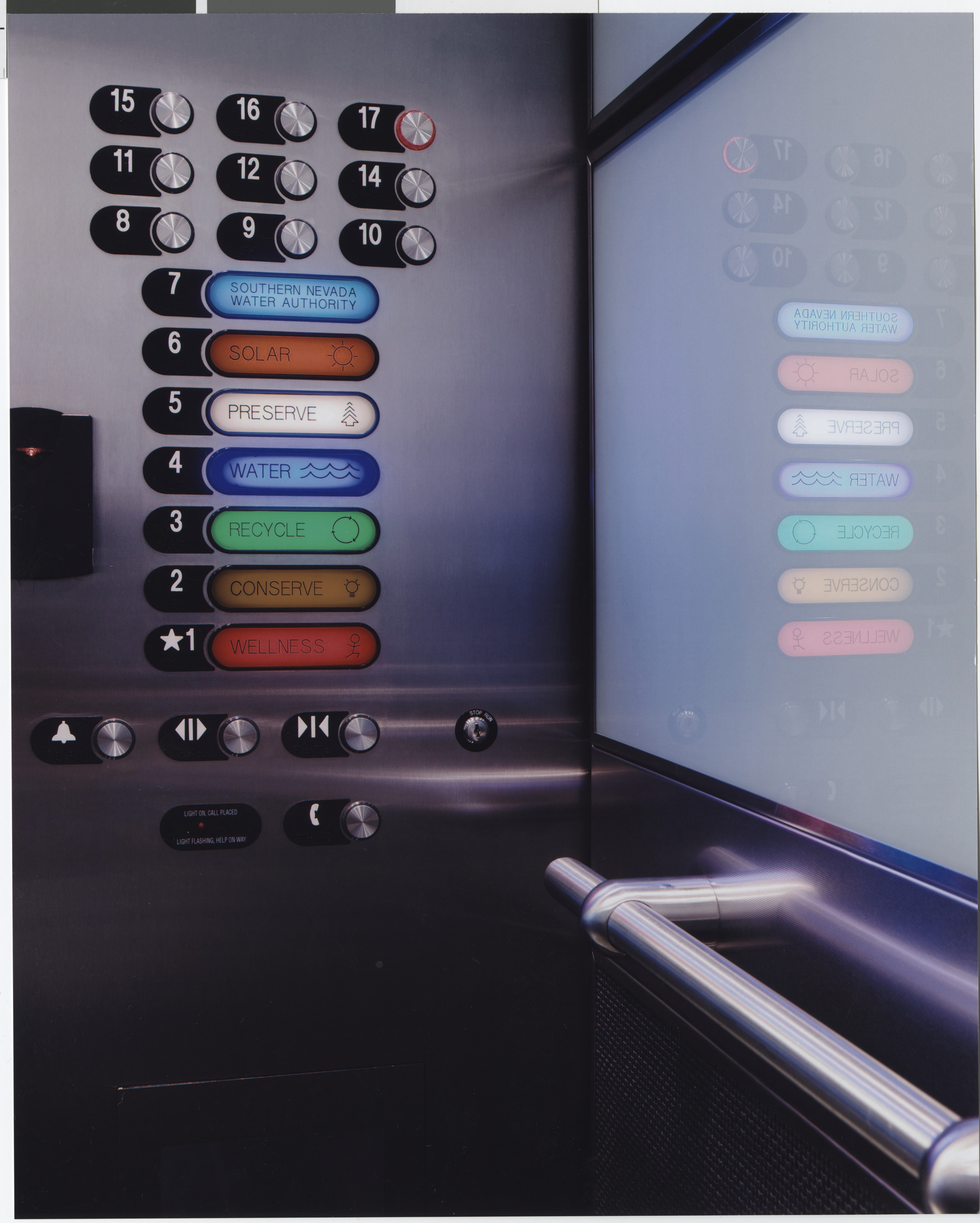 Photograph of elevator panel at Molasky Center