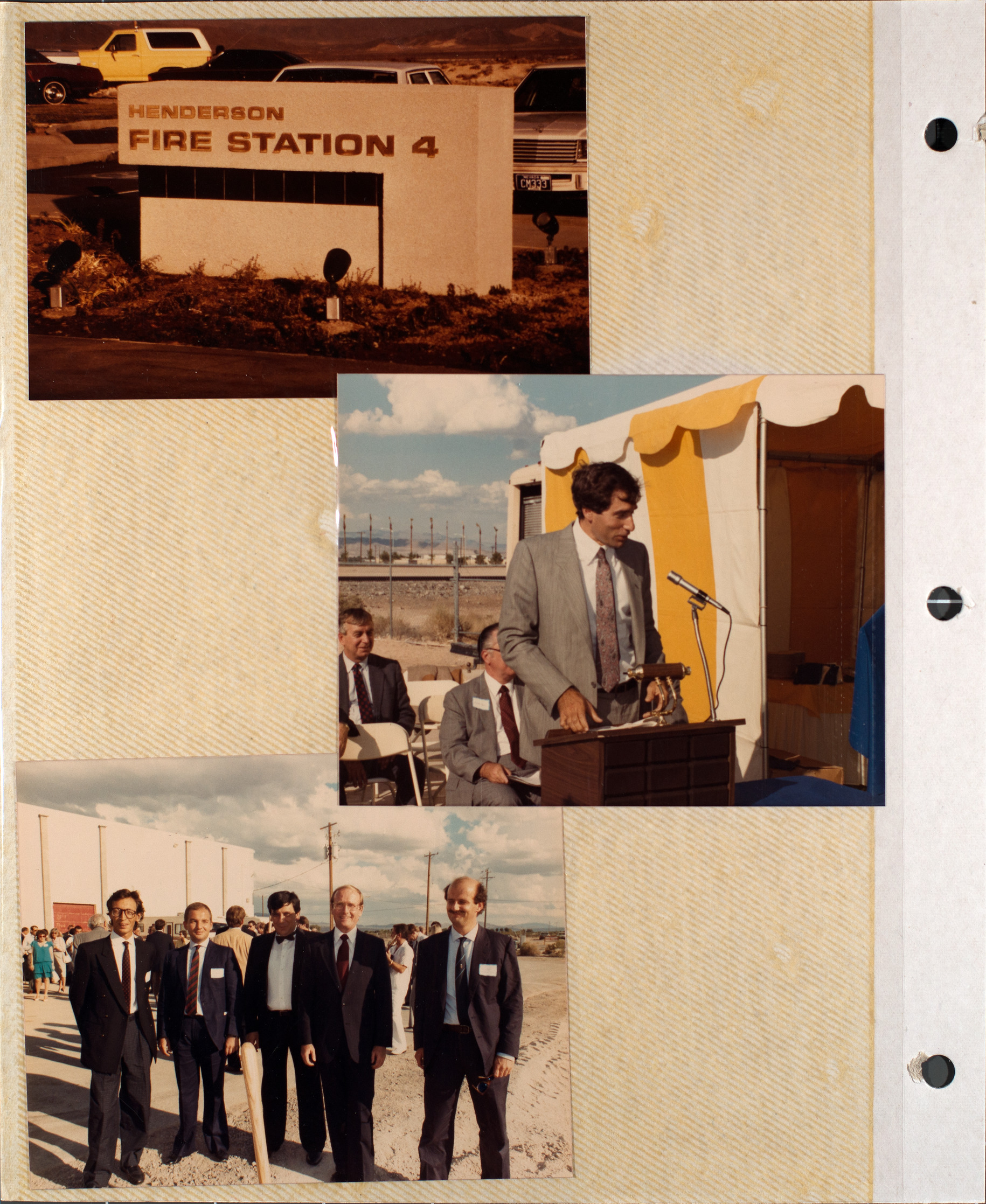 Photographs of Henderson Fire Station 4, Mark Fine, and groundbreaking