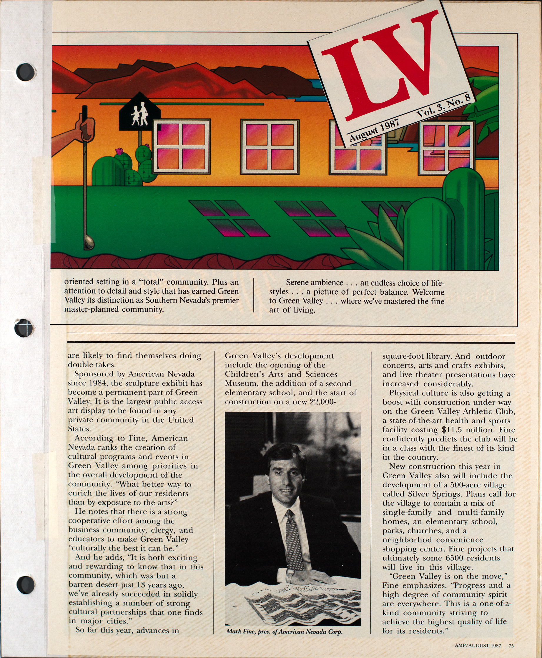 Advertisement and article about Green Valley, AMP, August 1987, page 2