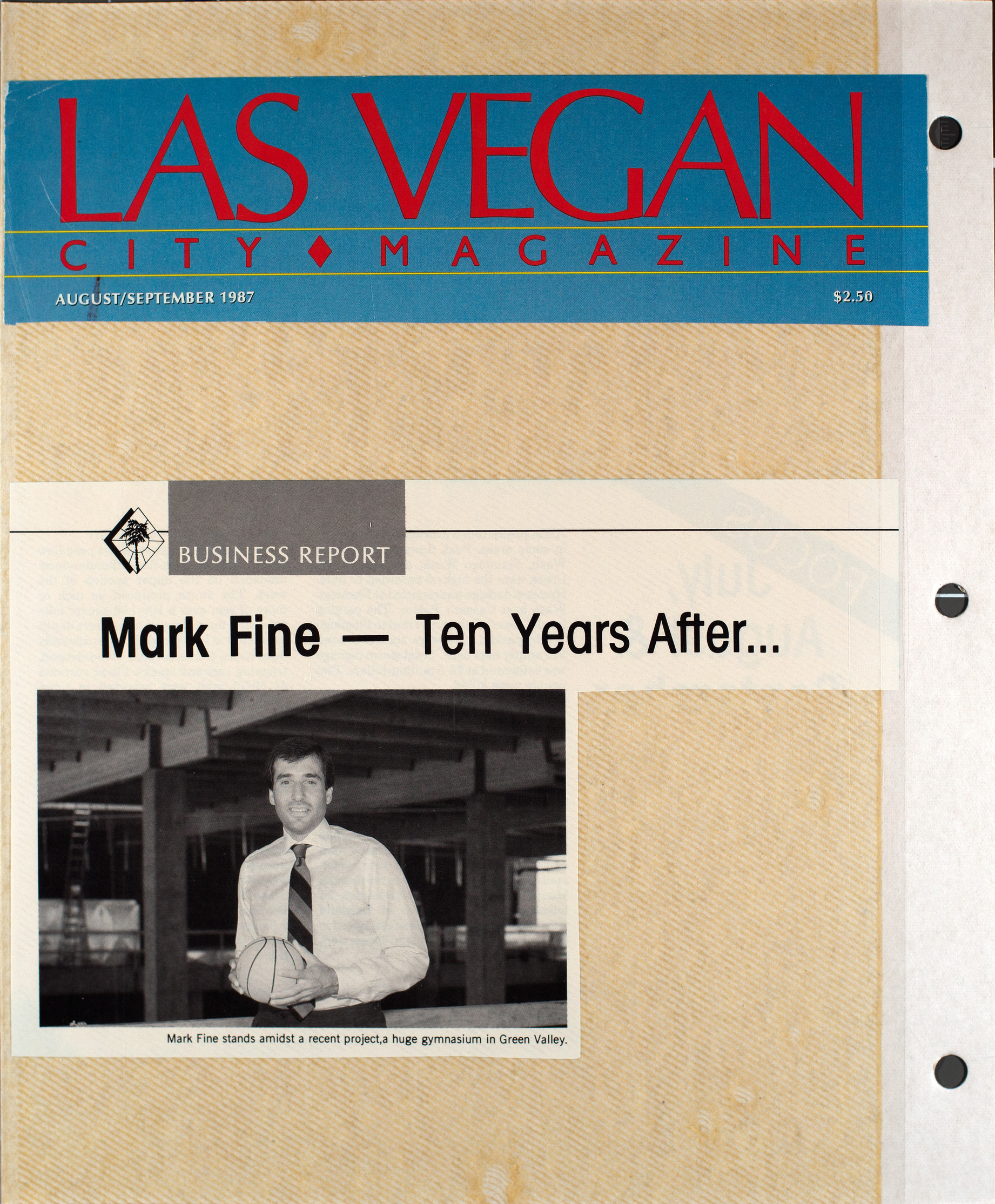Clippings, Mark Fine - Ten years After, Las Vegan City Magazine, August-September 1987