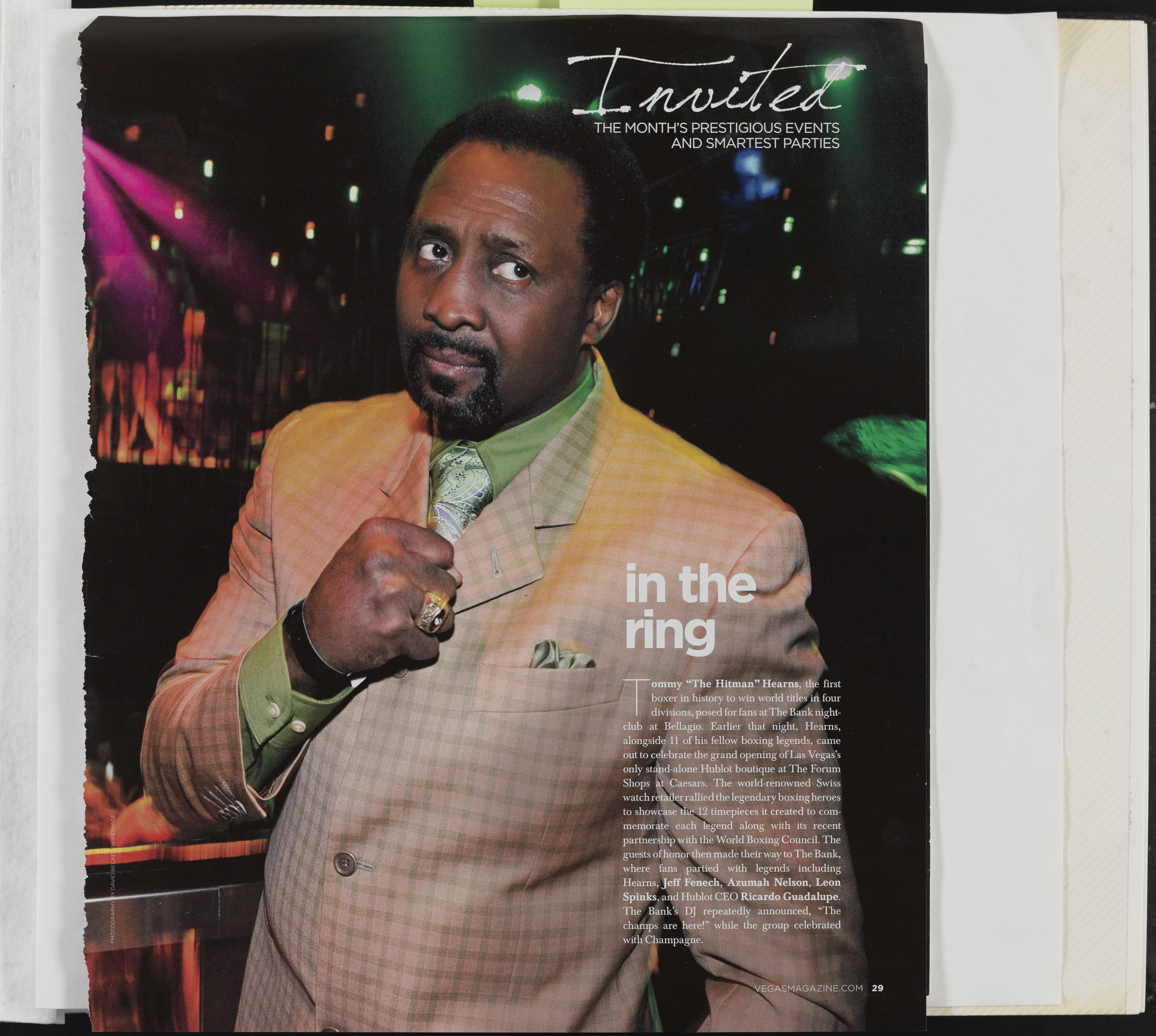 Magazine clipping with Tommy Hearns