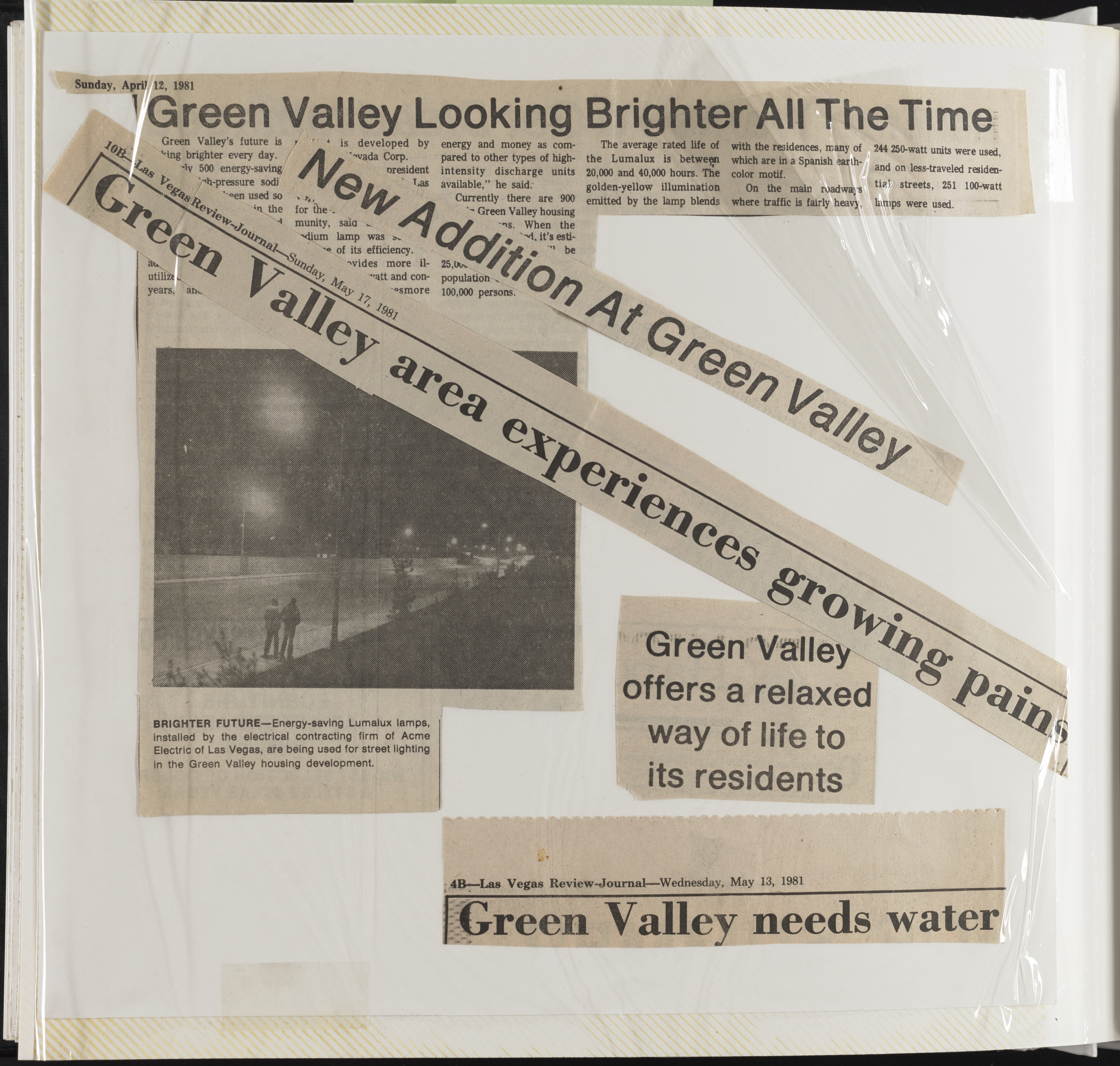 Newspaper clippings, Green Valley growing pains, 1981