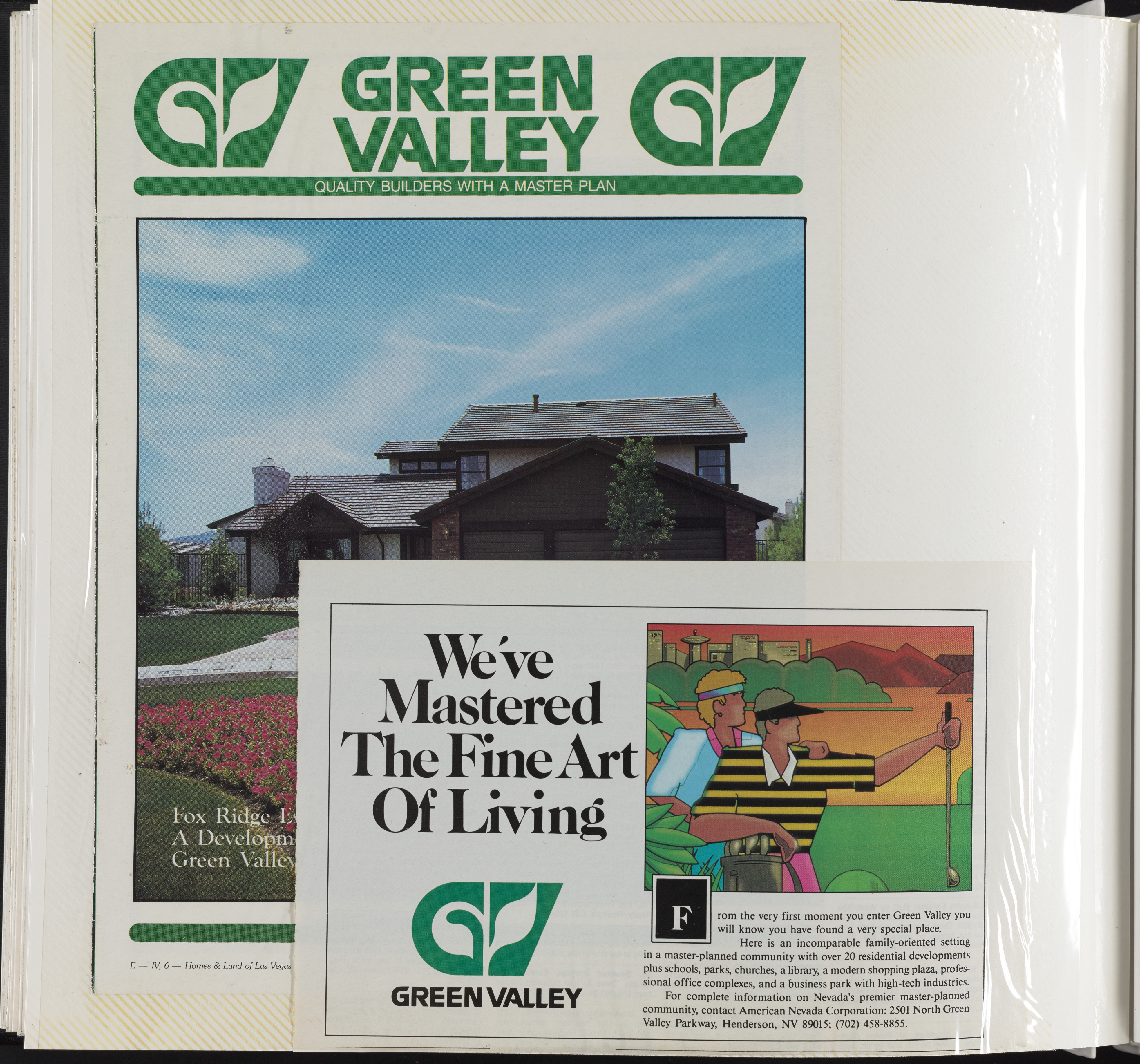 Advertising clippings for Green Valley