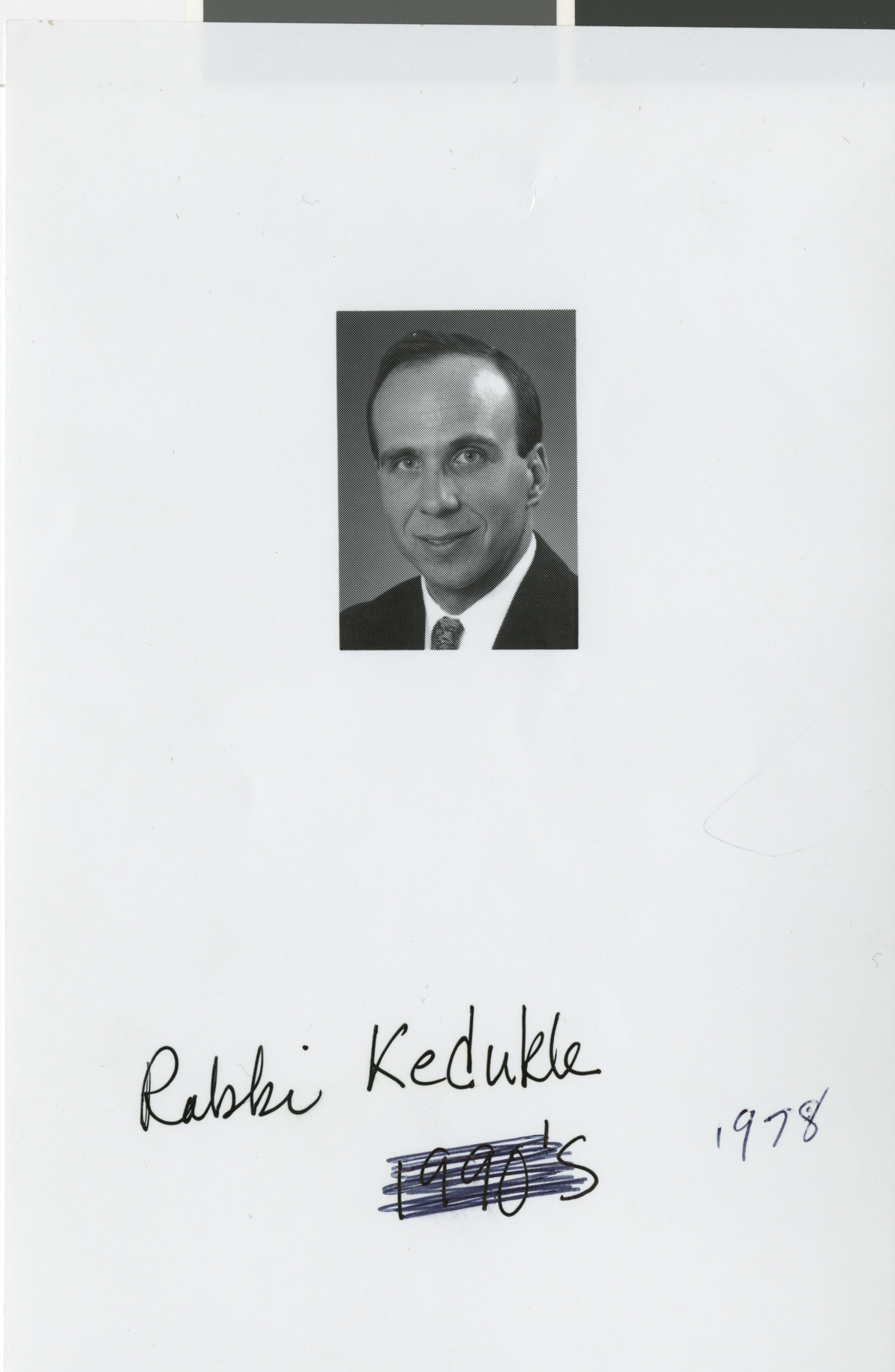 Photograph of Rabbi Kedukle, 1978