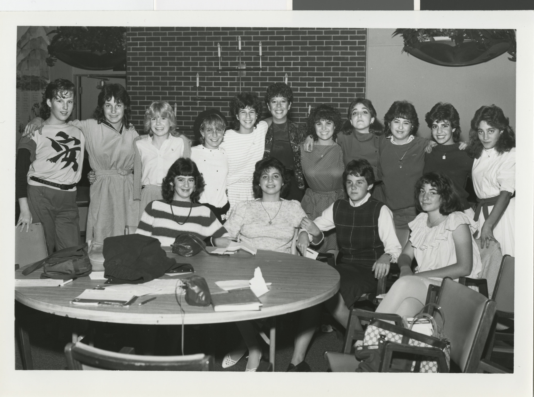 Photograph of group of young adults at Temple Beth Sholom, 1980s