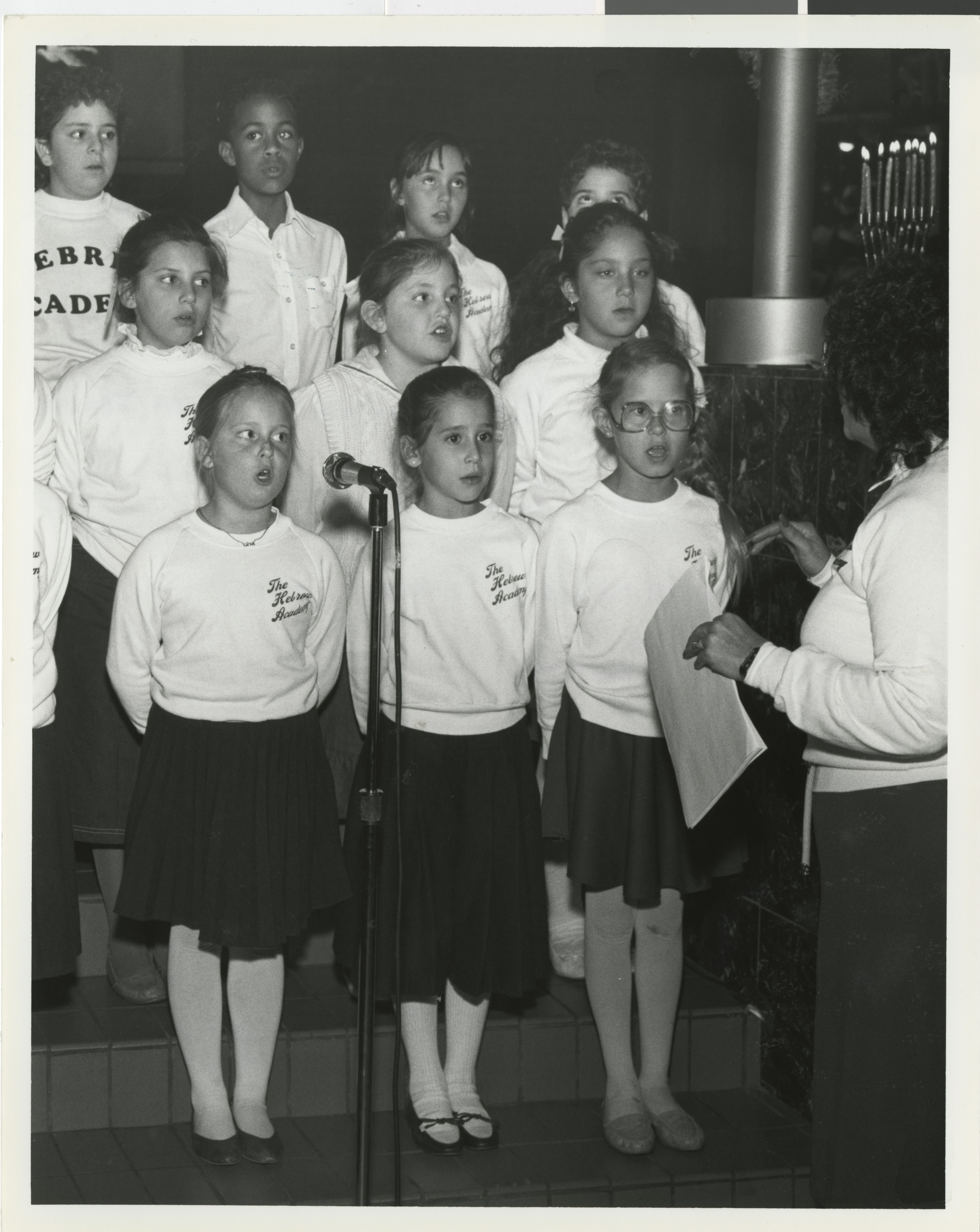 Photograph of Hebrew Academy children singing, 1980s