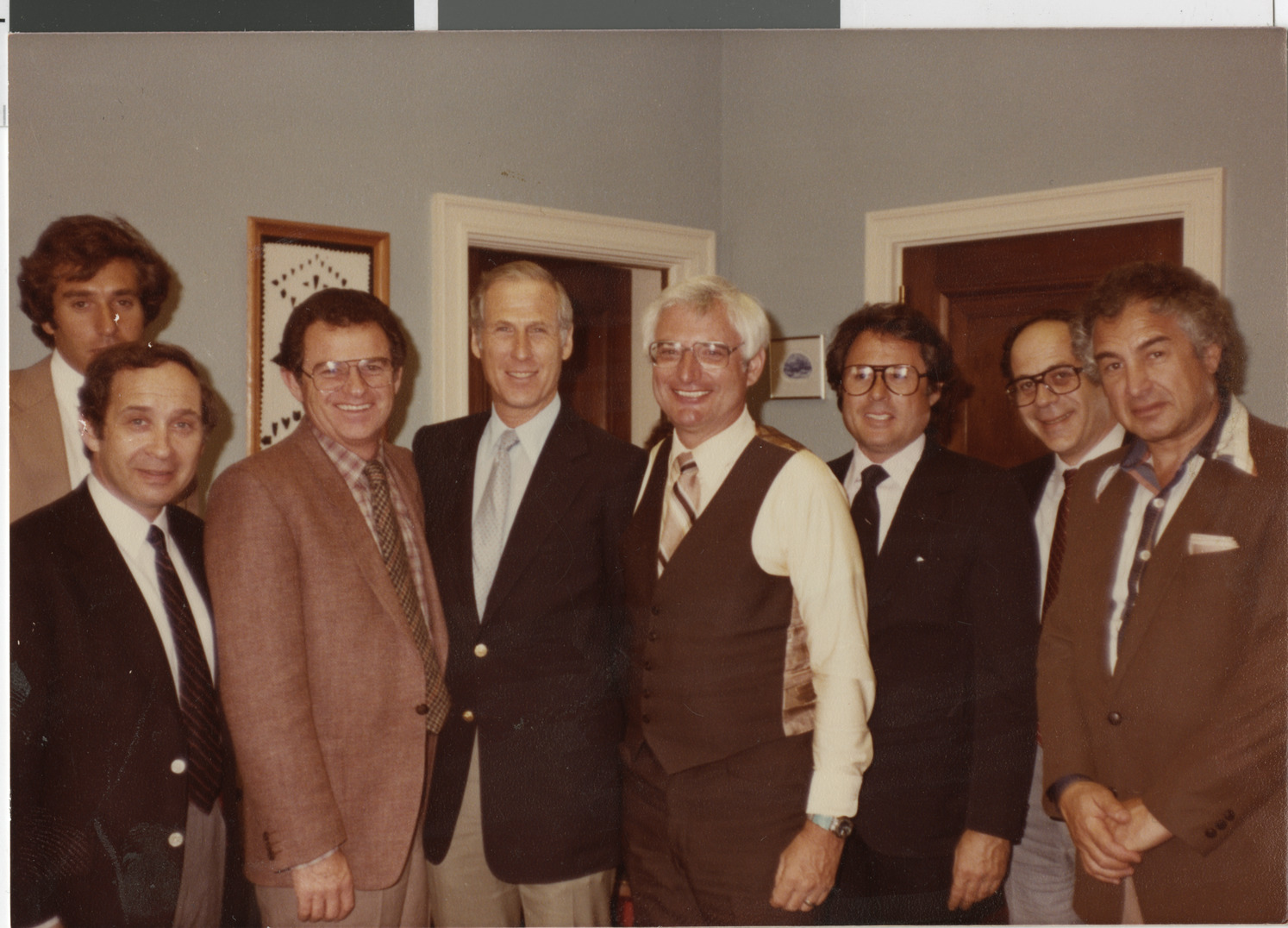 Photograph of Mark Fine, Art Marshall, Phil Shapiro, Herb Rousseau, Jim Santini, (unknown), Dennis Sabbath, and Epstein, date unknown