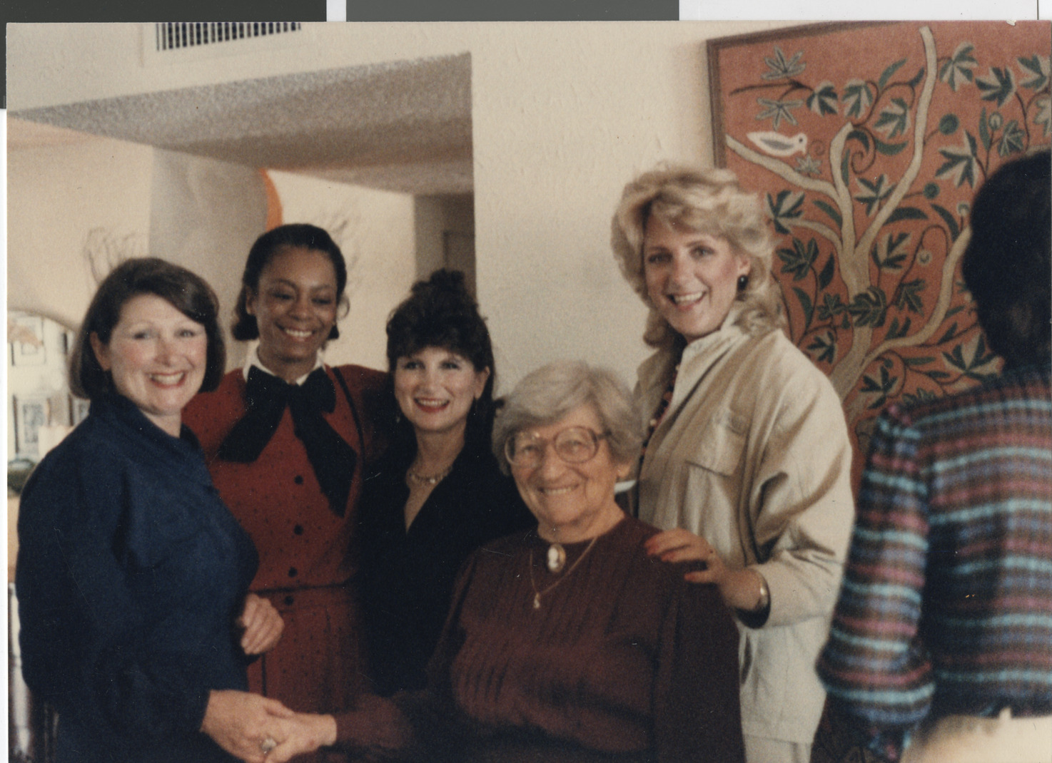Photograph of Este, JJ Cowles, Jayne Marshall, Sarah Saltzman and Carolyn Goodman at Lynn Rosencrantz's 40th birthday party, date unknown