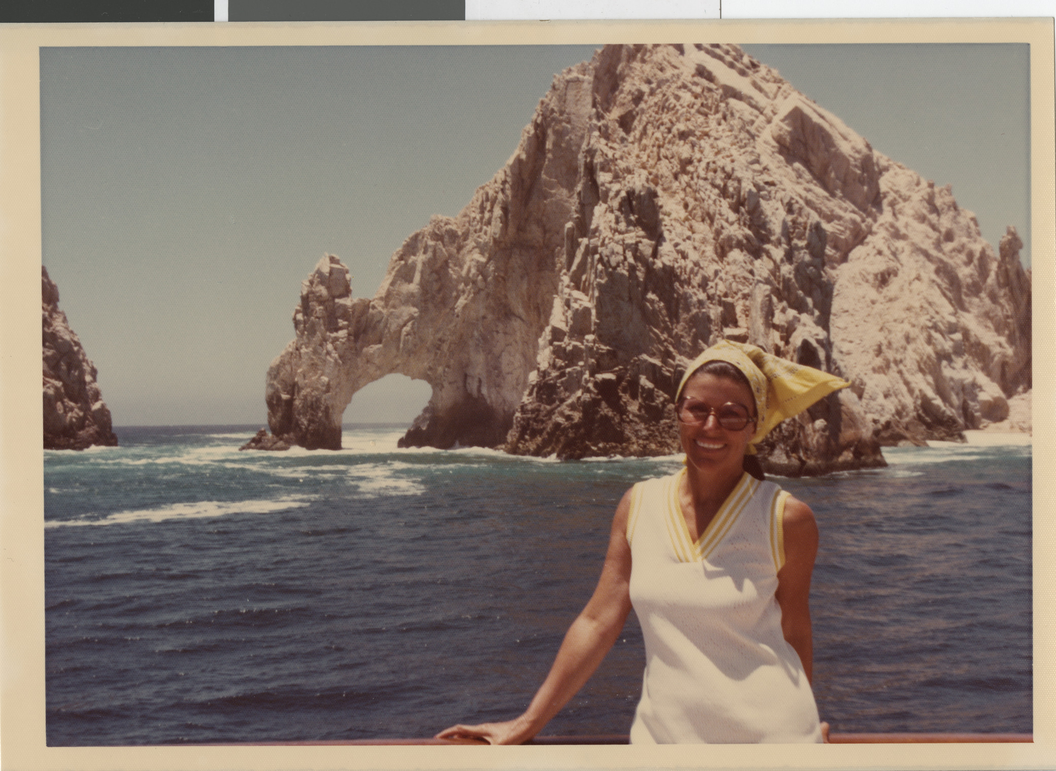 Photograph of Joyce Mack on a boat, Mexico, circa 1978