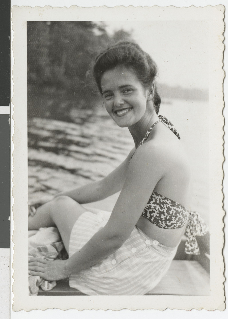 Photograph of Bella Stern in a swimsuit, circa 1950