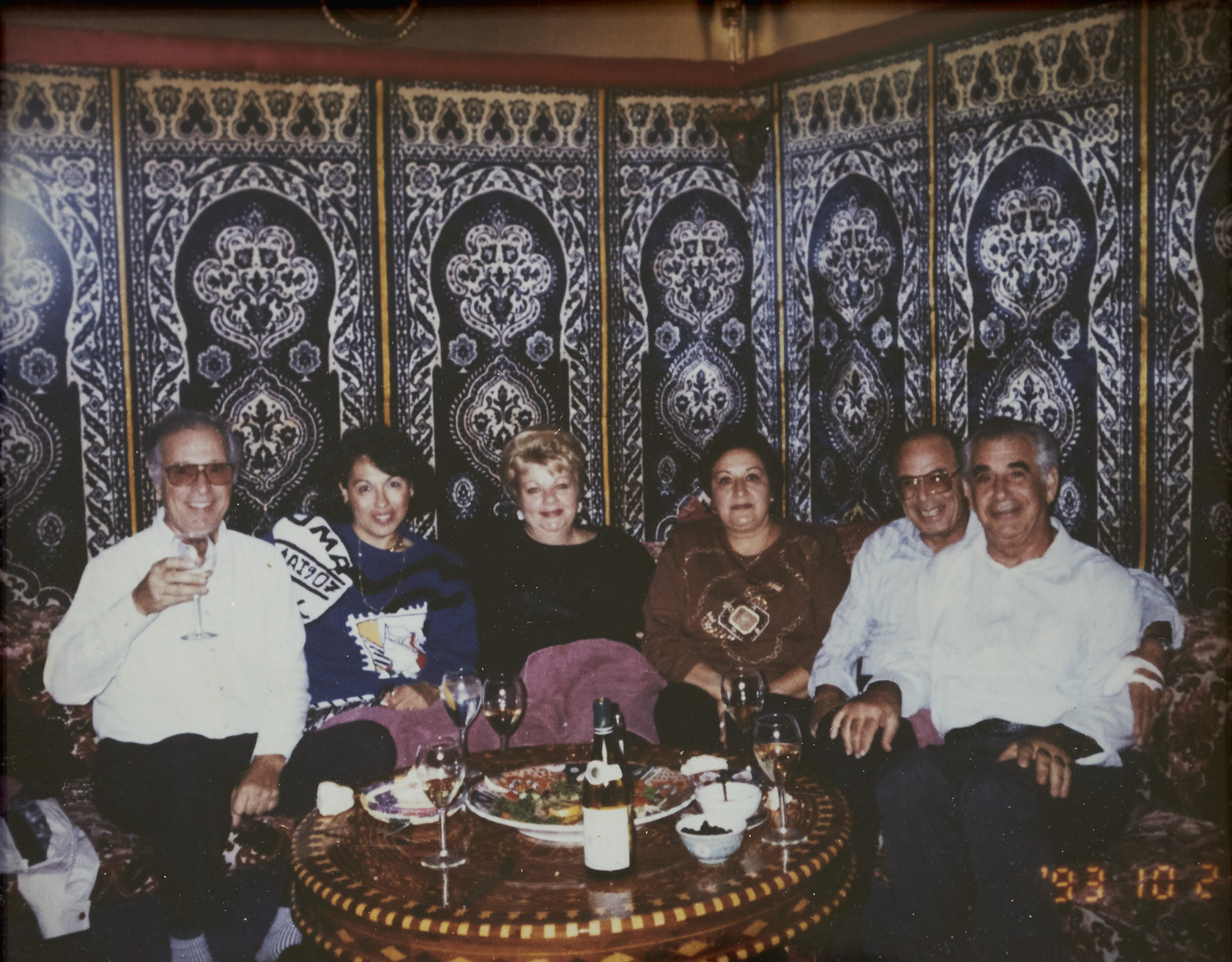 Photograph of Torjmans and friends in Marrakech Restaurant, 1993