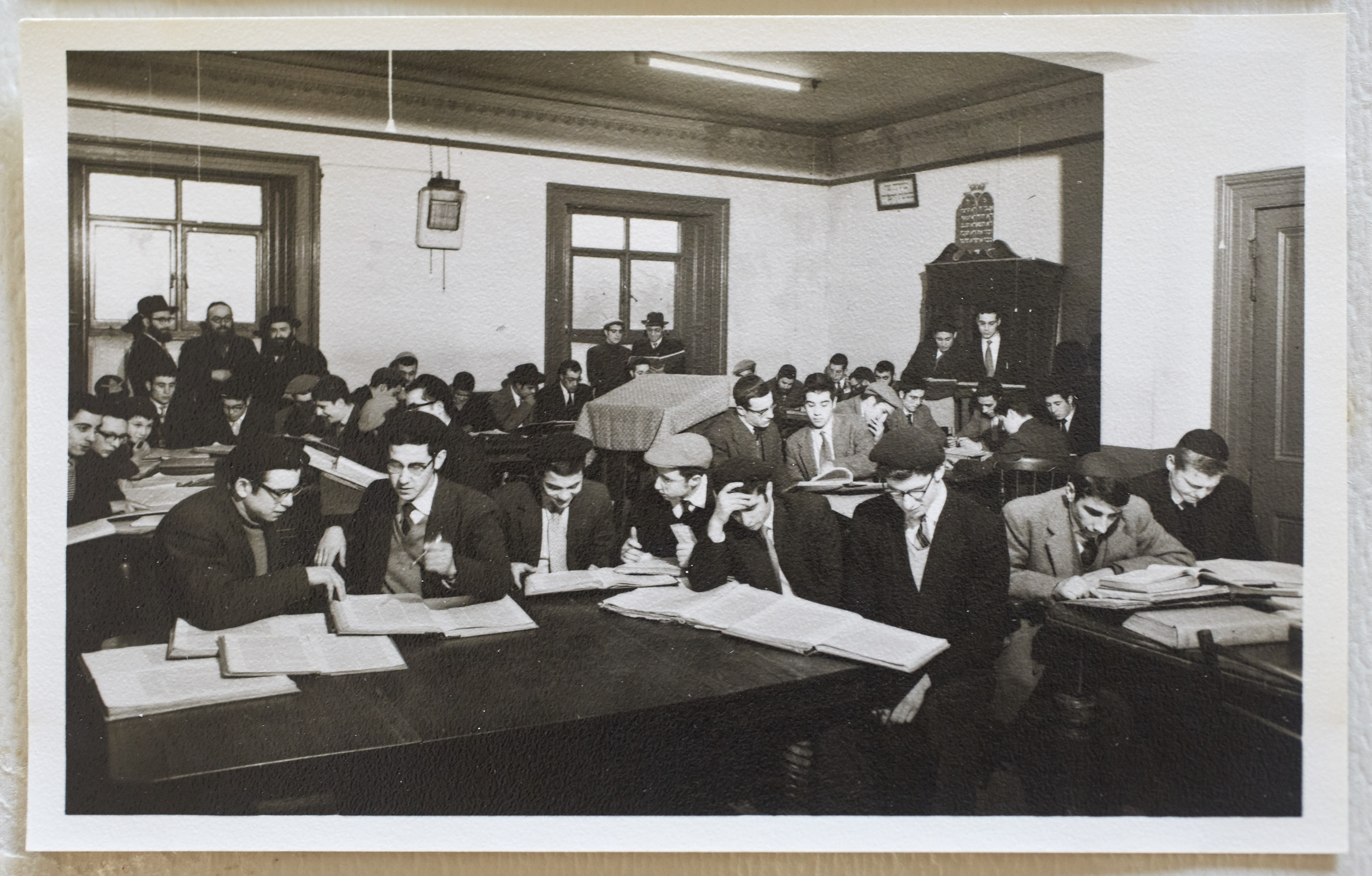 Photograph of Sunderland Talmudical College study hall, 1950s