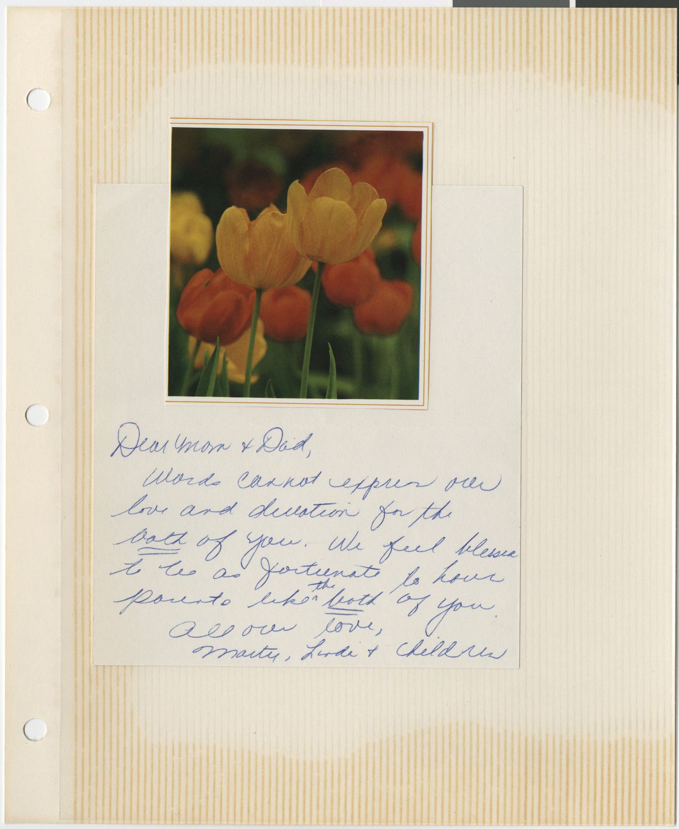 Handwritten note from Marty and Linda Wilner to Leo and Mickey Wilner