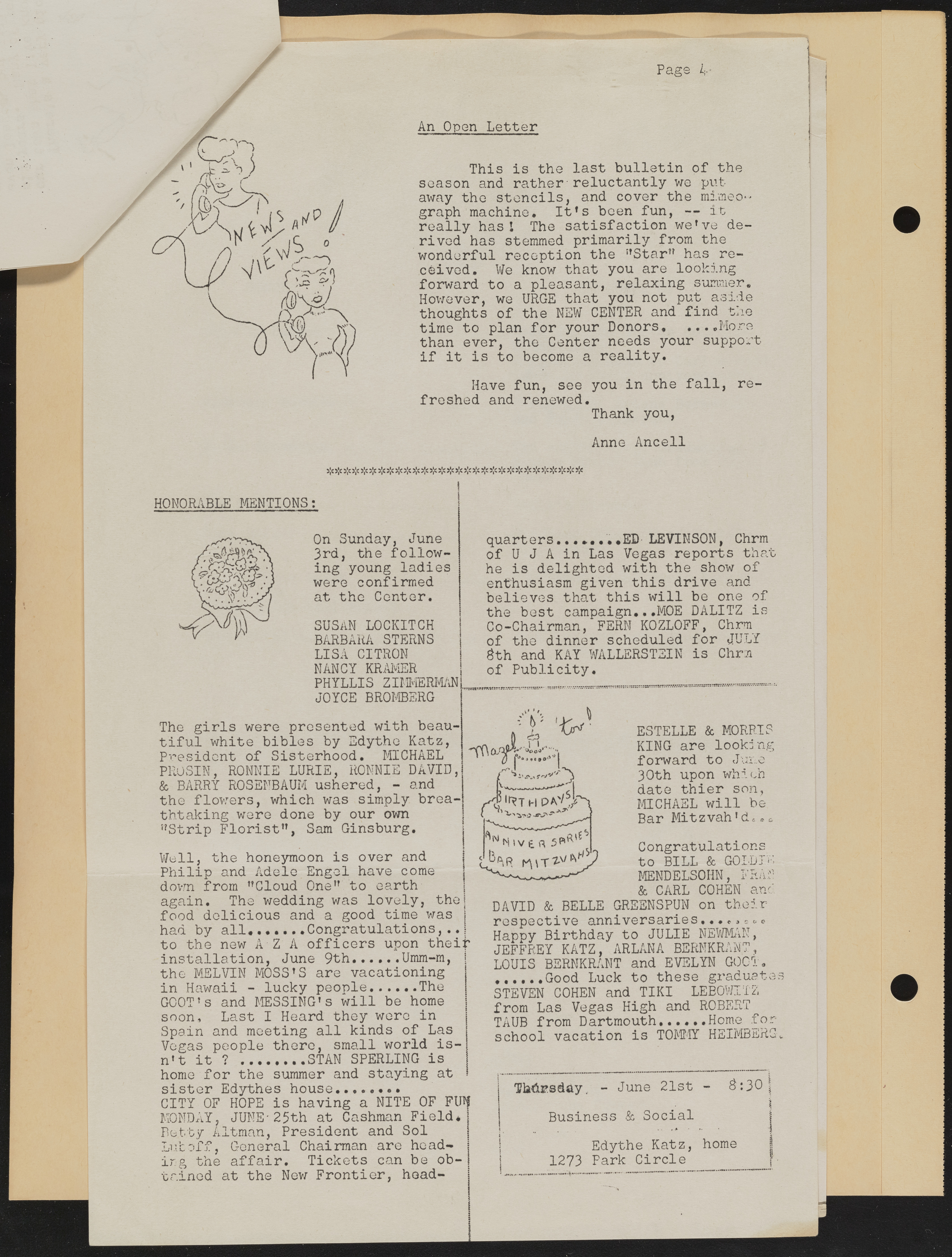 Temple Beth Sholom Sisterhood scrapbook, image 59