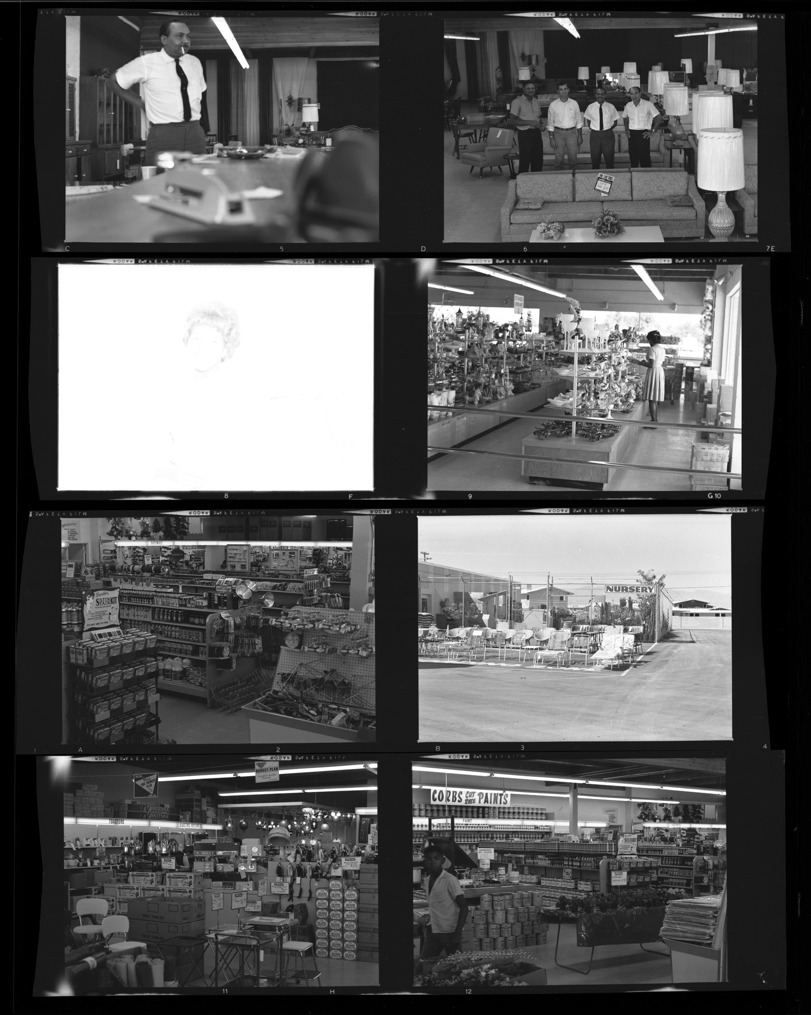Wright negatives including a church, Golden Western shopping center, portraits, and Merit Drug baseball team, 1964, page 3