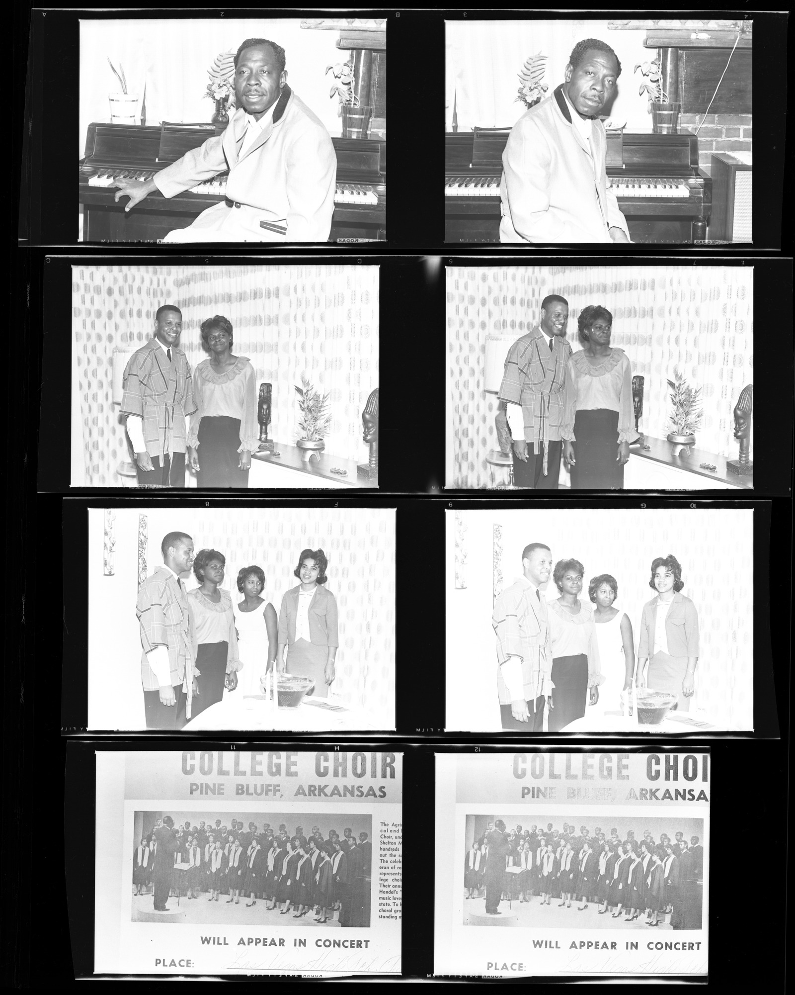 Negatives by Clinton Wright including George Holmes, Coluth's birthday, the Winford's housewarming, AM and M Choir, Curtis Miltonett Singers, 1964, page 3