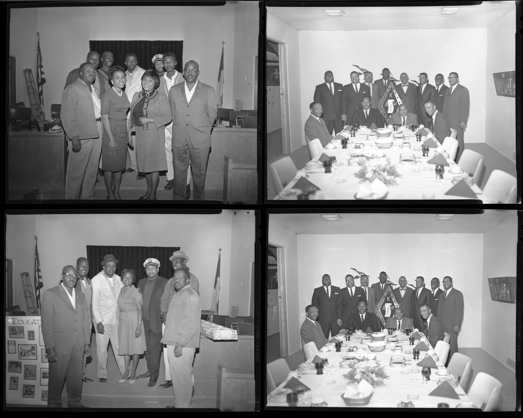 Negatives by Clinton Wright including Negro history play at Zion, Reverend Walker, Miss Viola Walton, Kappas at Nellis, and Madison Dancers at Kit Carson, 1964, page 1