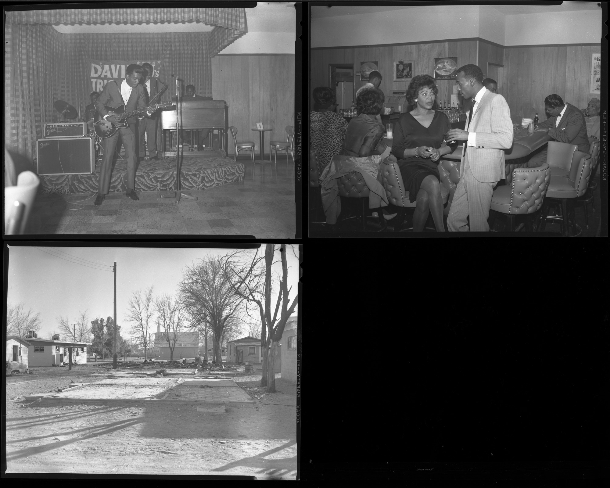 Set of negatives by Clinton Wright including Par reporter, playhouse opening, Conventional Beauty Salon, and street scenes, 1964