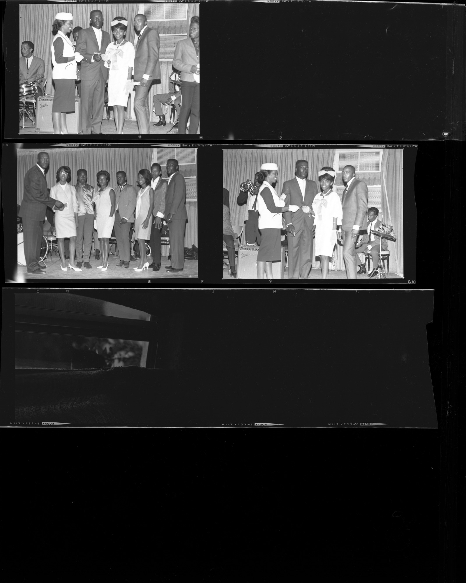 Set of negatives by Clinton Wright including Easter Parade at Rubens, L.T. Mason at Doolittle and Malvern, bunny hop at El Morocco, Mr. and Mrs. Simmons at 308 Jackson, and girls dying eggs at Doolittle, 1965, page 1