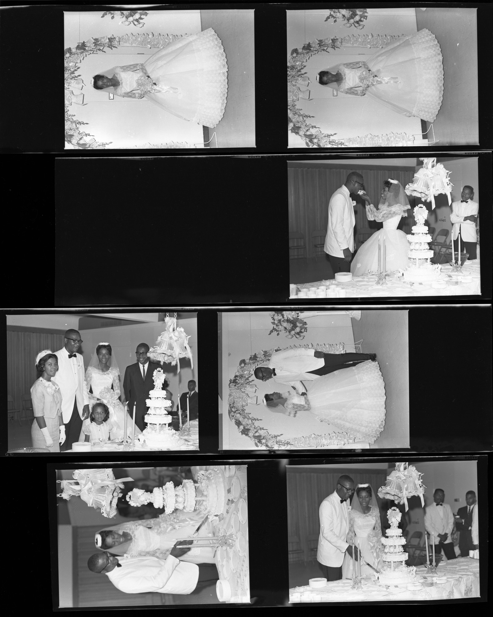 Set of negatives by Clinton Wright including Elizabeth Bennett wedding, Mrs. Irina Moore, Children's program, and Happy Timers, 1965, page 3