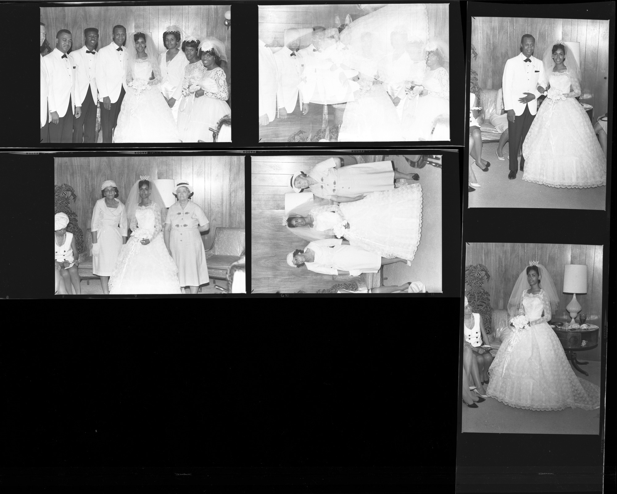 Set of negatives by Clinton Wright of John Moore's wedding, 1965, page 1