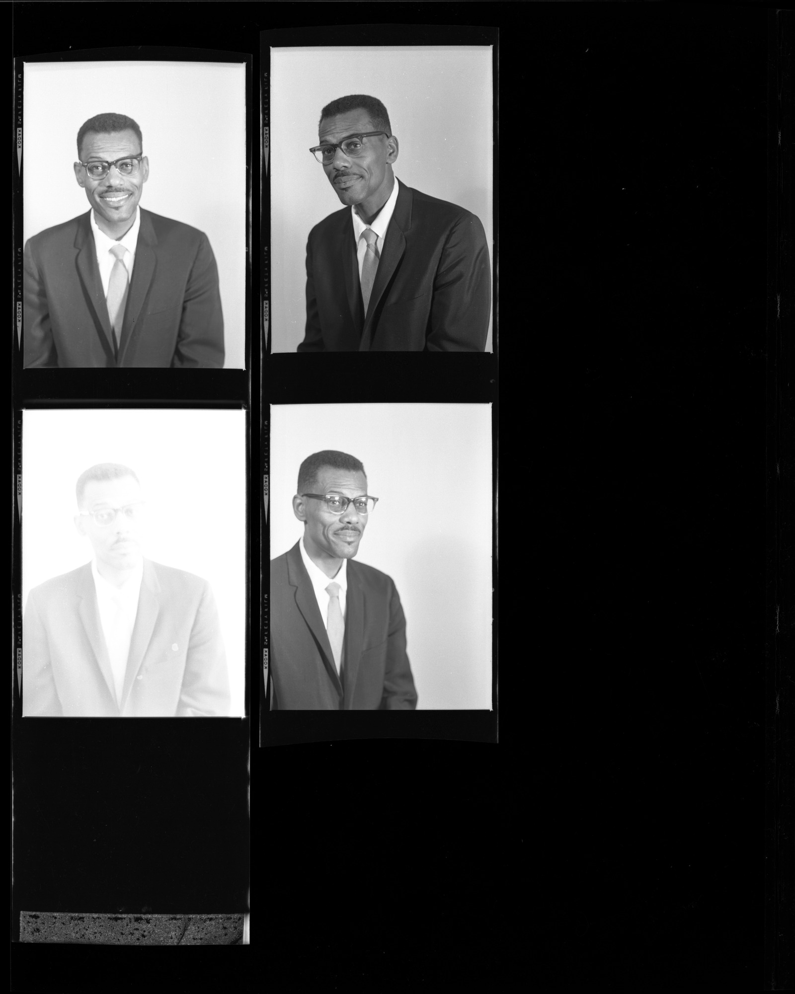 Set of negatives by Clinton Wright including Joe Neal, Reverend Goulston, dinner for New Vista workers at Jefferson, the Second Baptist's new addition, Alice Singleton's birthday party, and Demonstration Headquarters for N.L.V., 1966, page 2