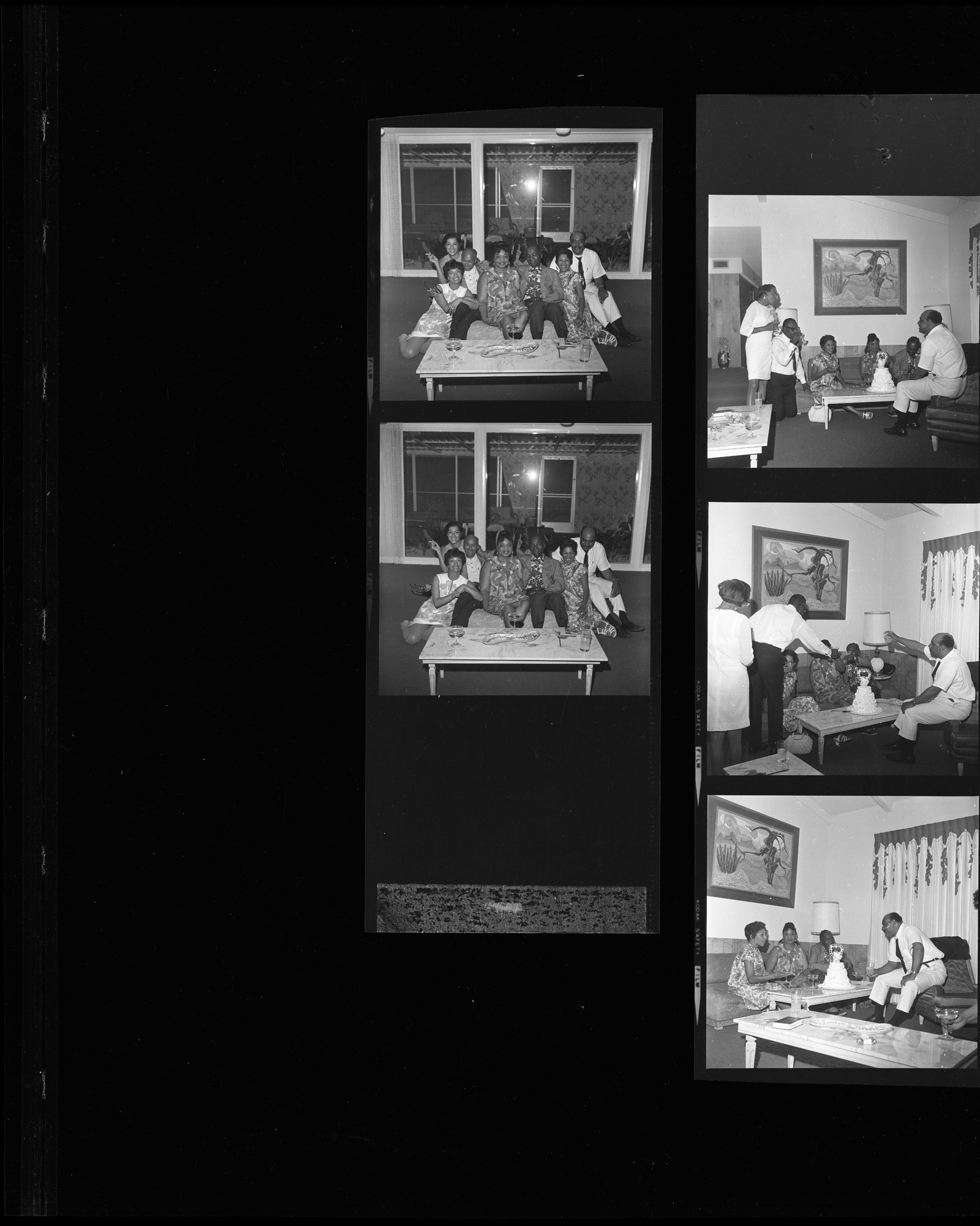 Set of negatives by Clinton Wright of a wedding celebration, 1968, page 1