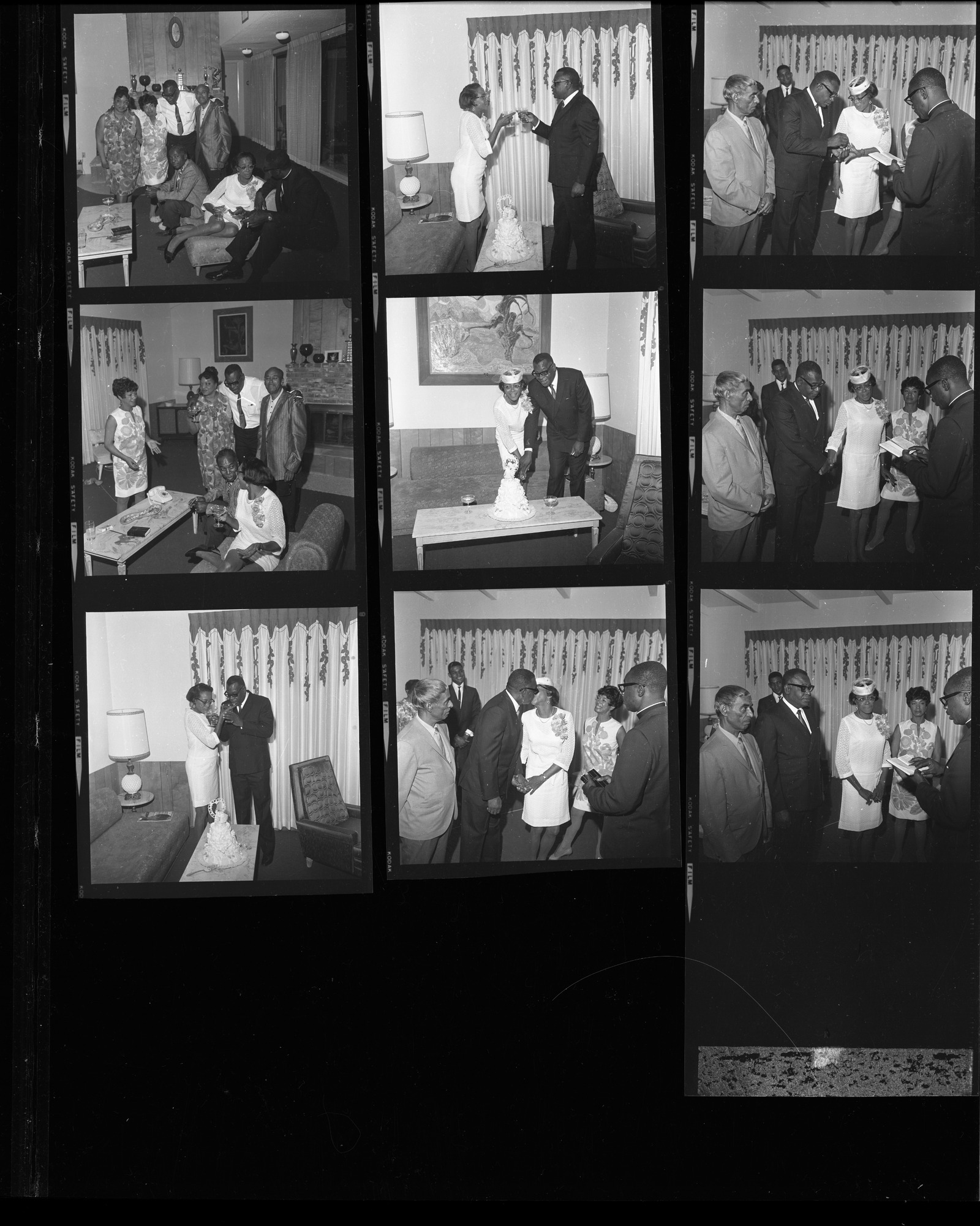 Set of negatives by Clinton Wright of a wedding celebration, 1968, page 2