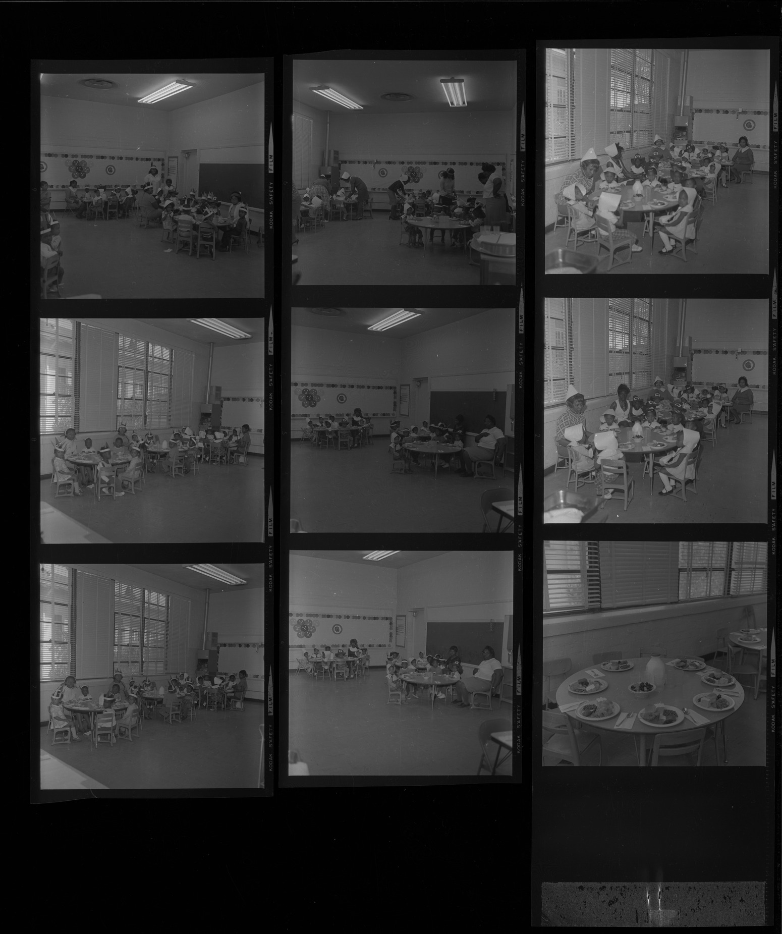 Set of negatives by Clinton Wright including New Jerusalem members in old church, accident at Dunes, Operation Independence Day Care D & Washington Street, 1969, page 1