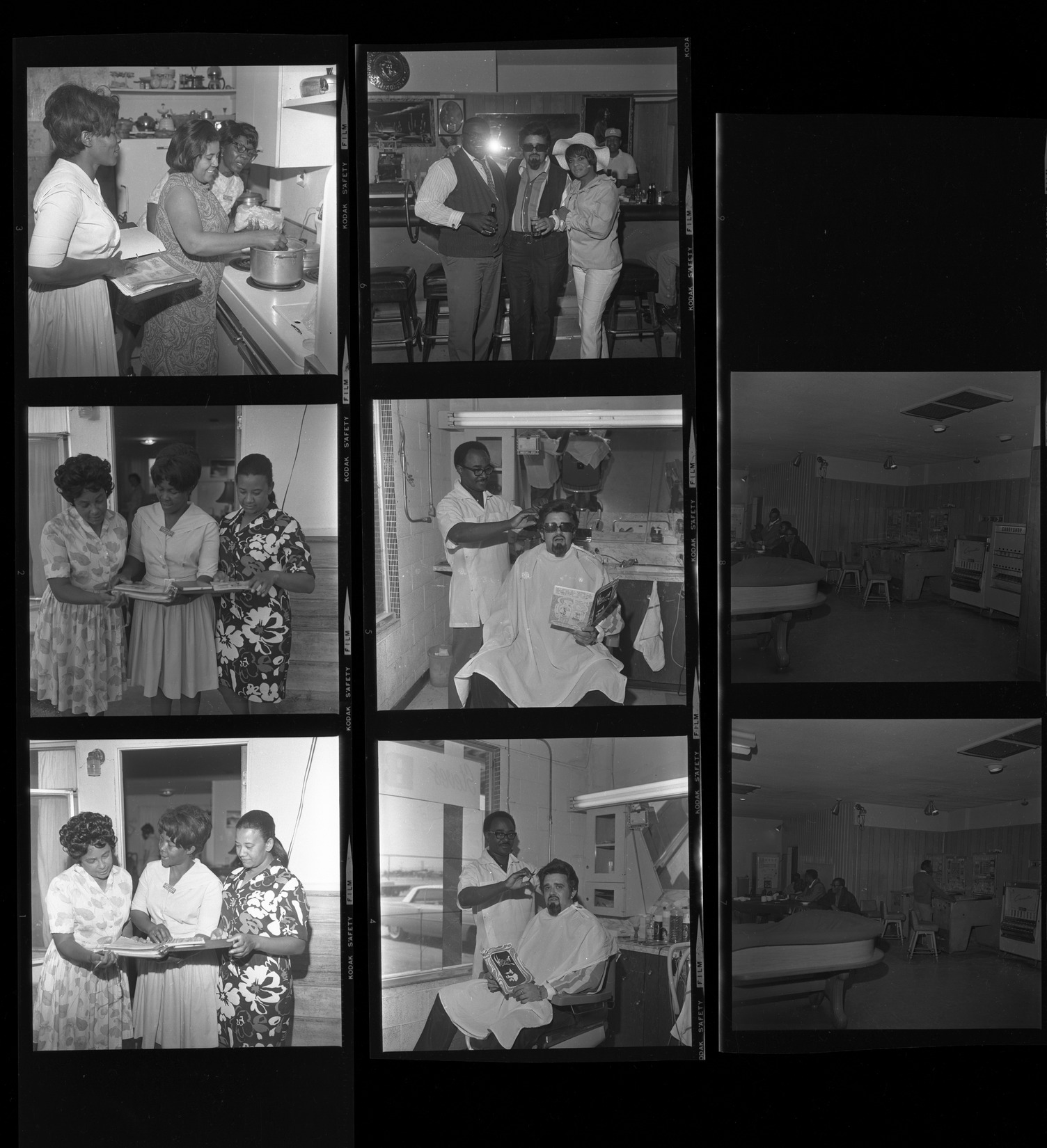 Set of negatives by Clinton Wright including El Rio Club, Wolfman Jack, salesman at Ford, and Home Extension Program, 1970, page 2