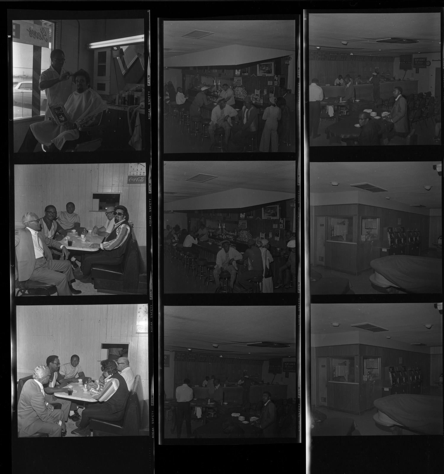 Set of negatives by Clinton Wright including El Rio Club, Wolfman Jack, salesman at Ford, and Home Extension Program, 1970, page 3