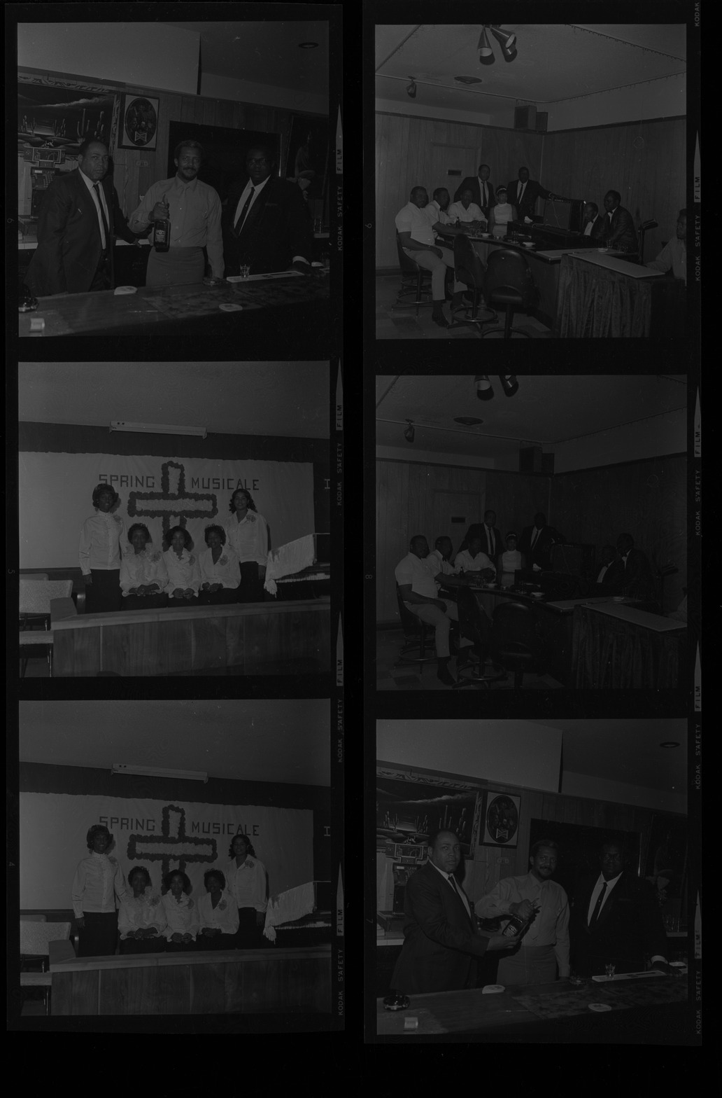 Set of negatives by Clinton Wright including Victory Baptist Choir, Love's Cocktail Lounge, Easter Program at Upperoom, and basketball tournament at Doolittle, 1970, page 3