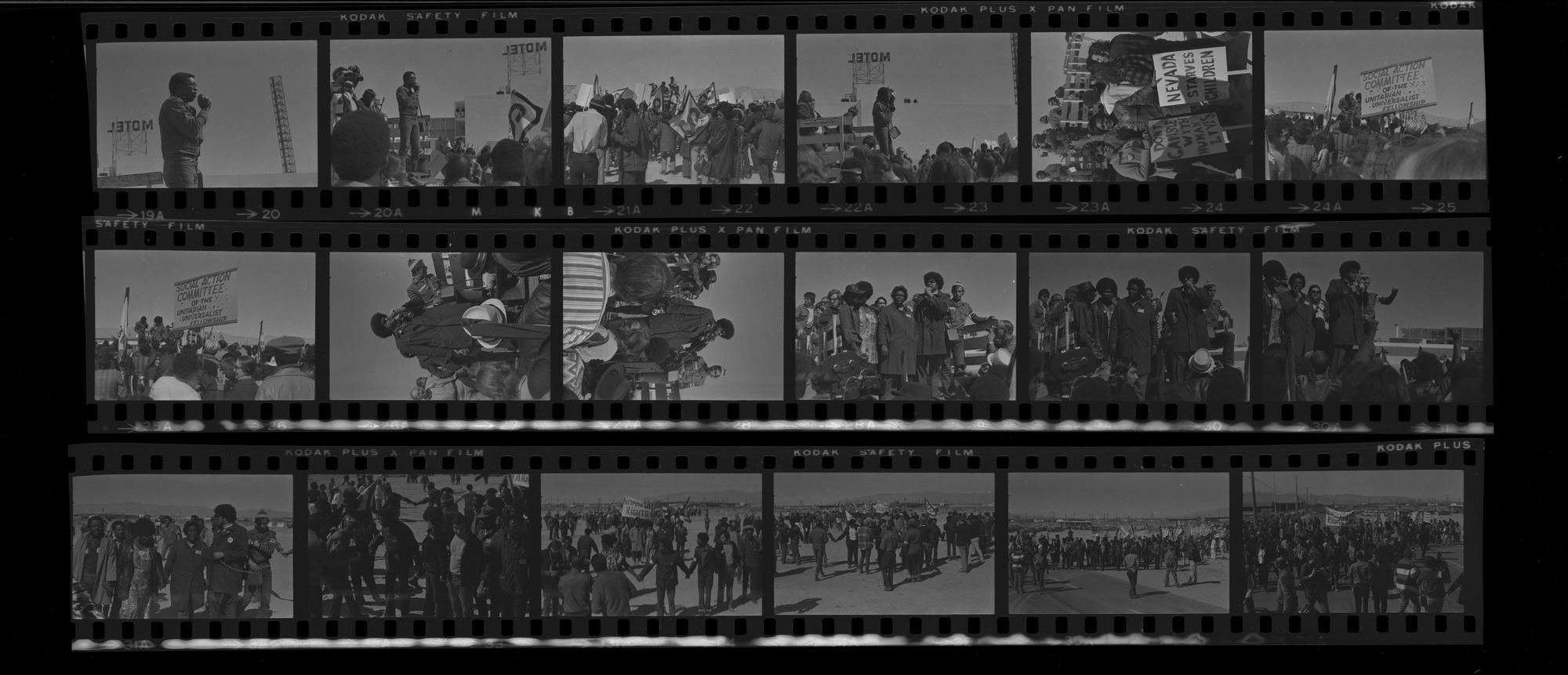 Set of negatives by Clinton Wright of the Welfare Rights march on the Strip, 1971, page 2