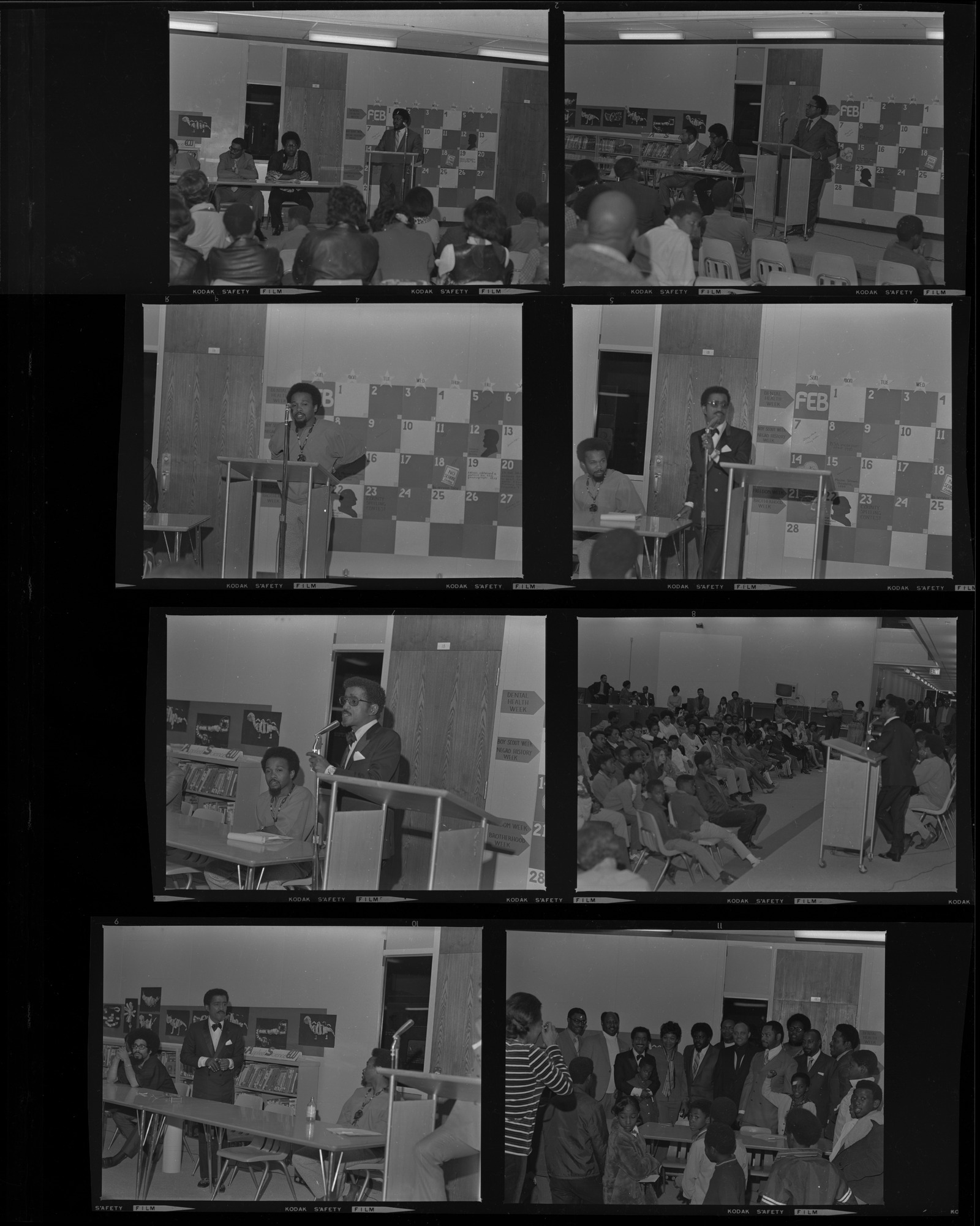 Set of negatives by Clinton Wright including NAACP Voter Registration at Gilbert, and Negro History Program at Kit Carson, 1971, page 2